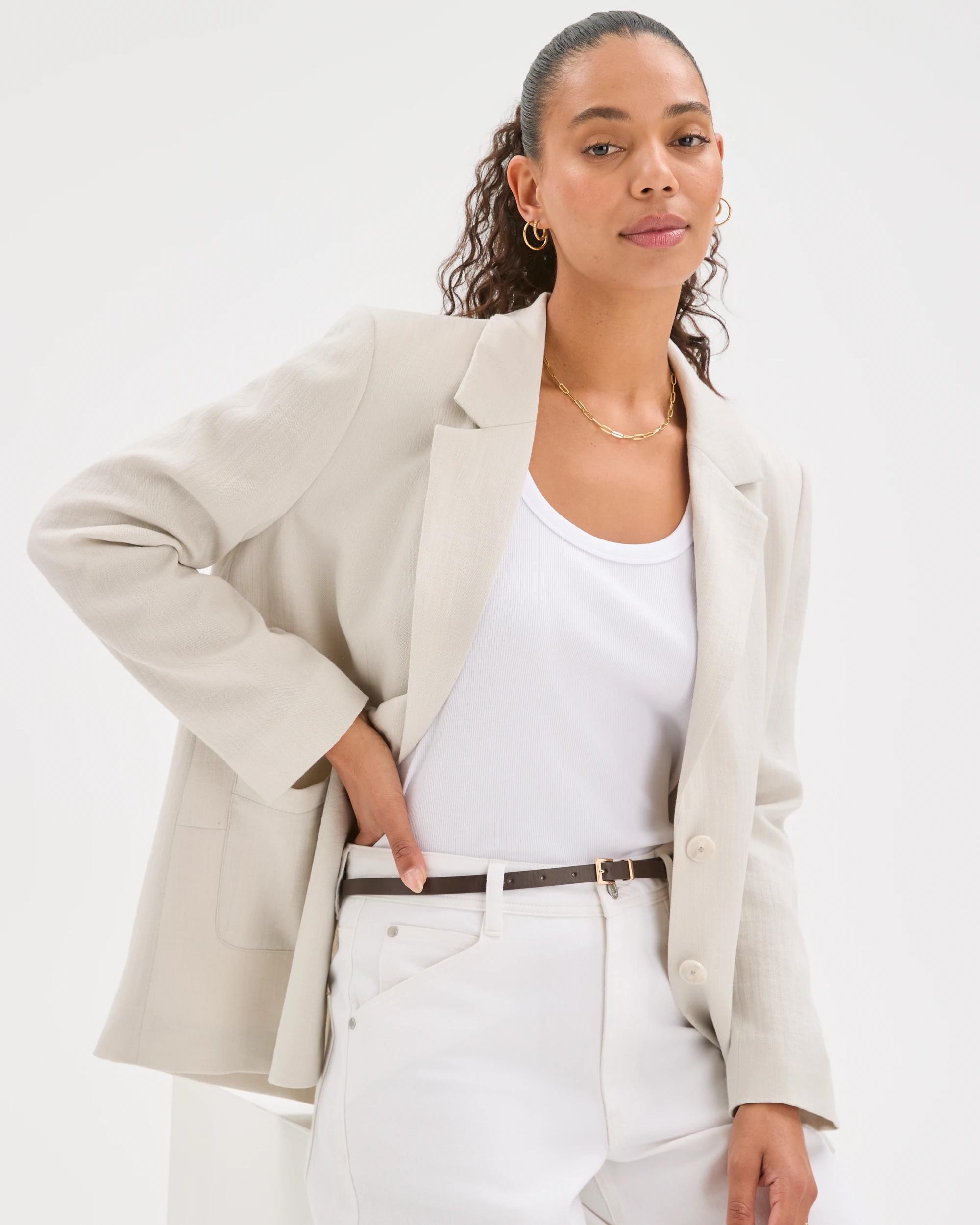 1 Target Woman Relaxed Single Breasted Summer Blazer FLAX, 1 of 6
