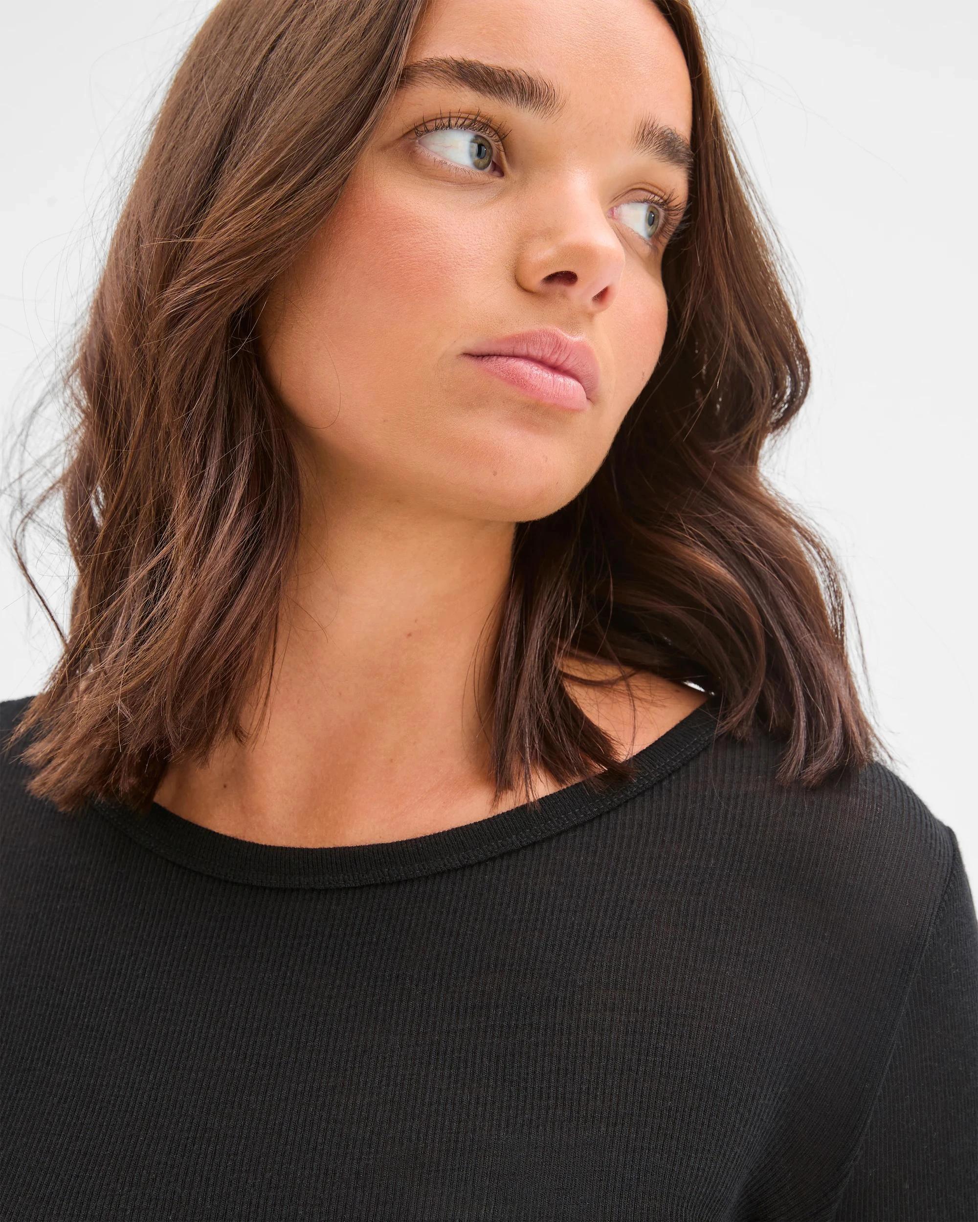 4 Target Woman Merino Wool Blend Long Sleeve Thermal Top BLACK, 4 of 5