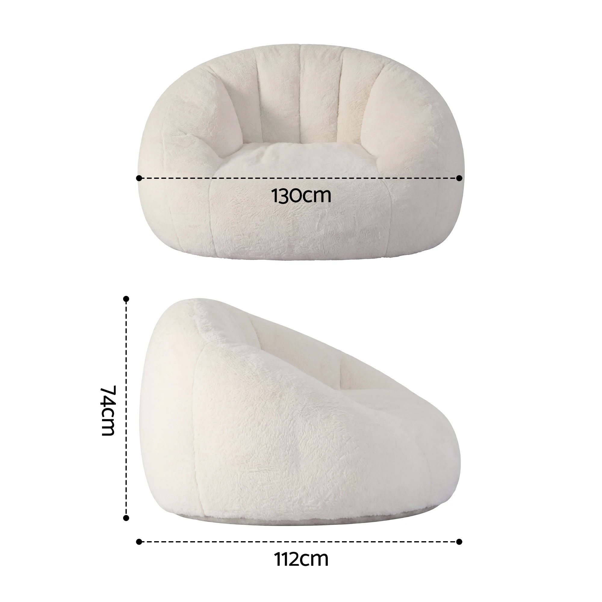 2 Artiss Single Small Boneless Couch Comfy Bean Bag for Living Room - Beige, 2 of 10