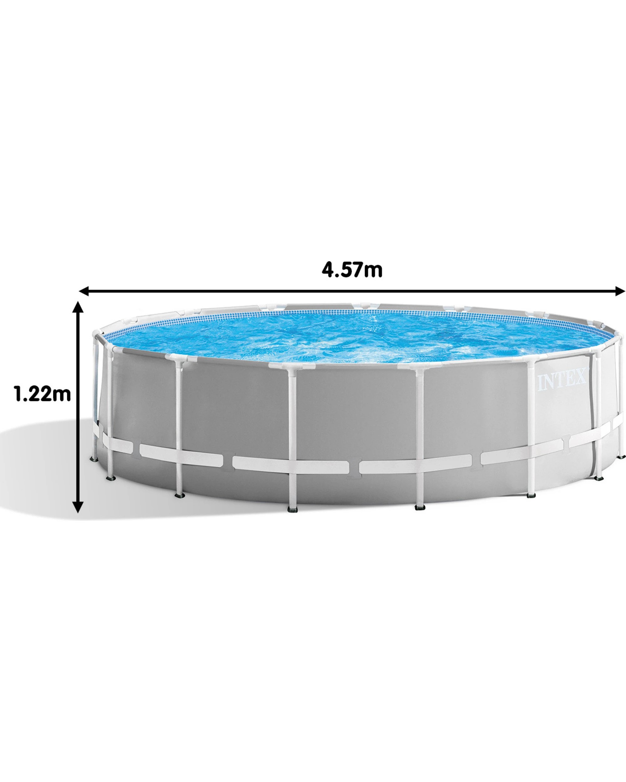 3 Intex 26726NP Prism Frame Swimming Pool 4.57m x 1.22m with Pump - Grey, 3 of 7