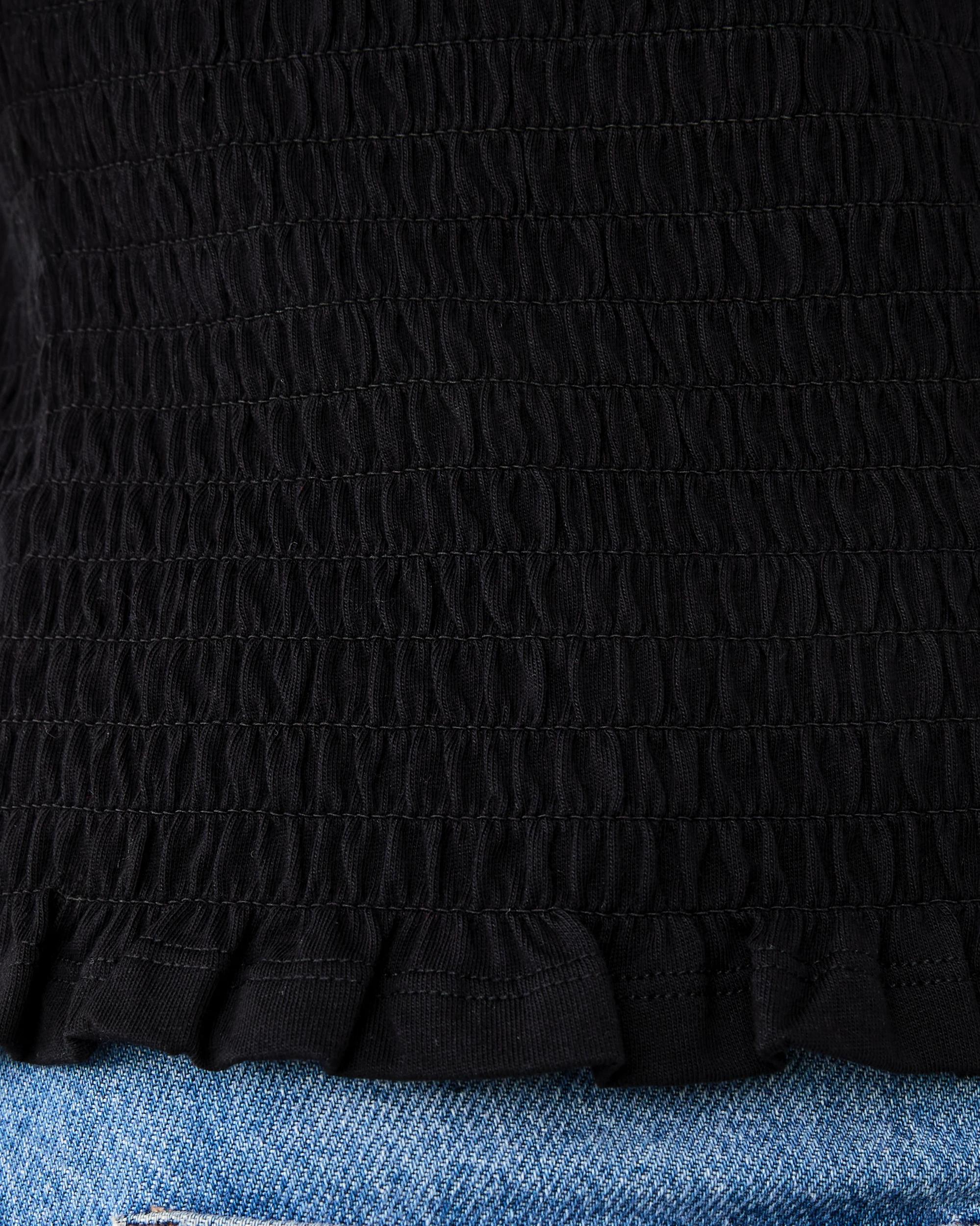 6 Short Sleeve Shirred Flutter Top Black, 6 of 6