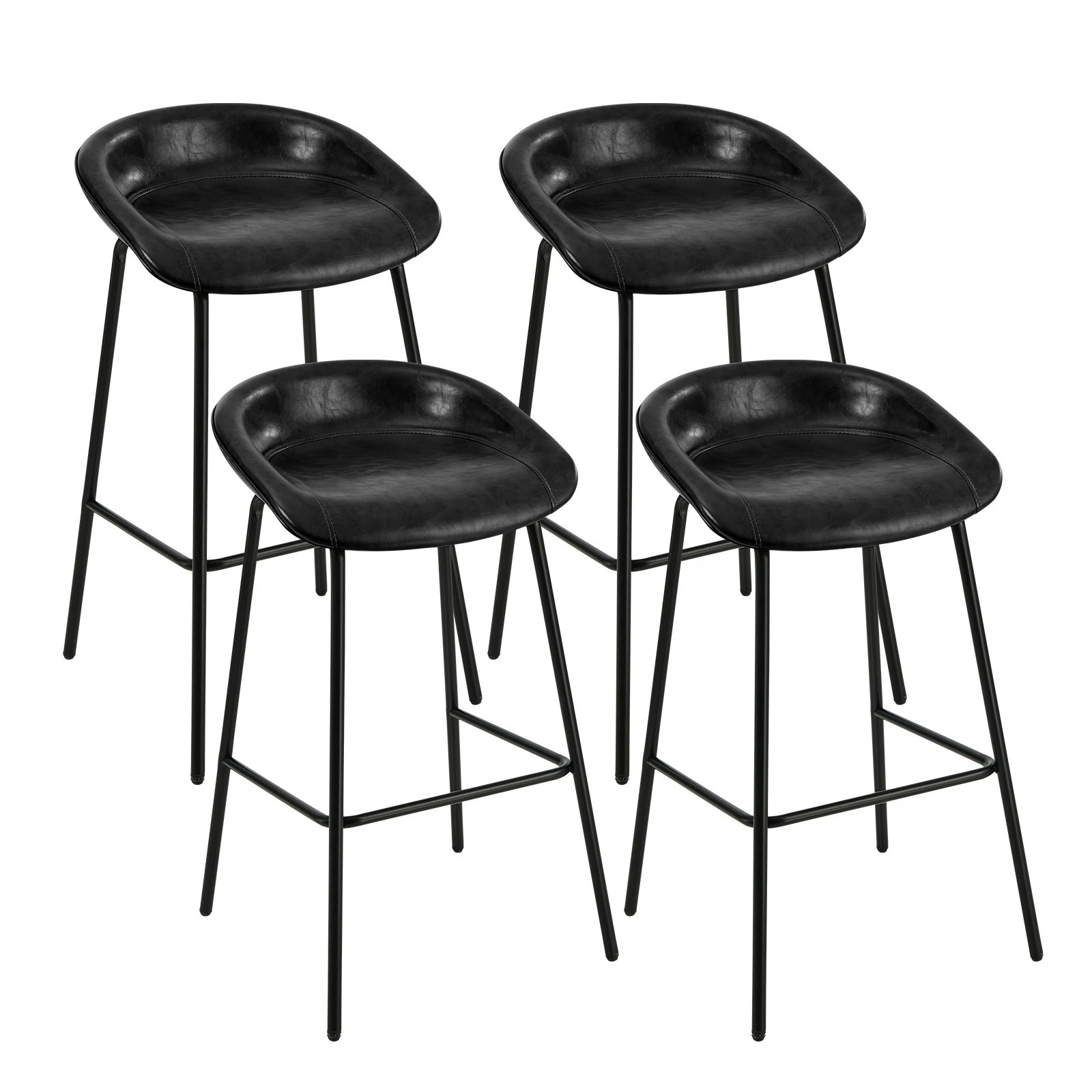 1 Oikiture 4x Bar Stools Barstool PU Leather - Black, 1 of 9
