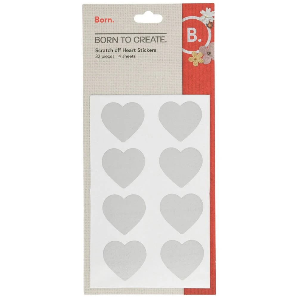 1 Born Scratch Heart Stickers 32 Pack, 1 of 2