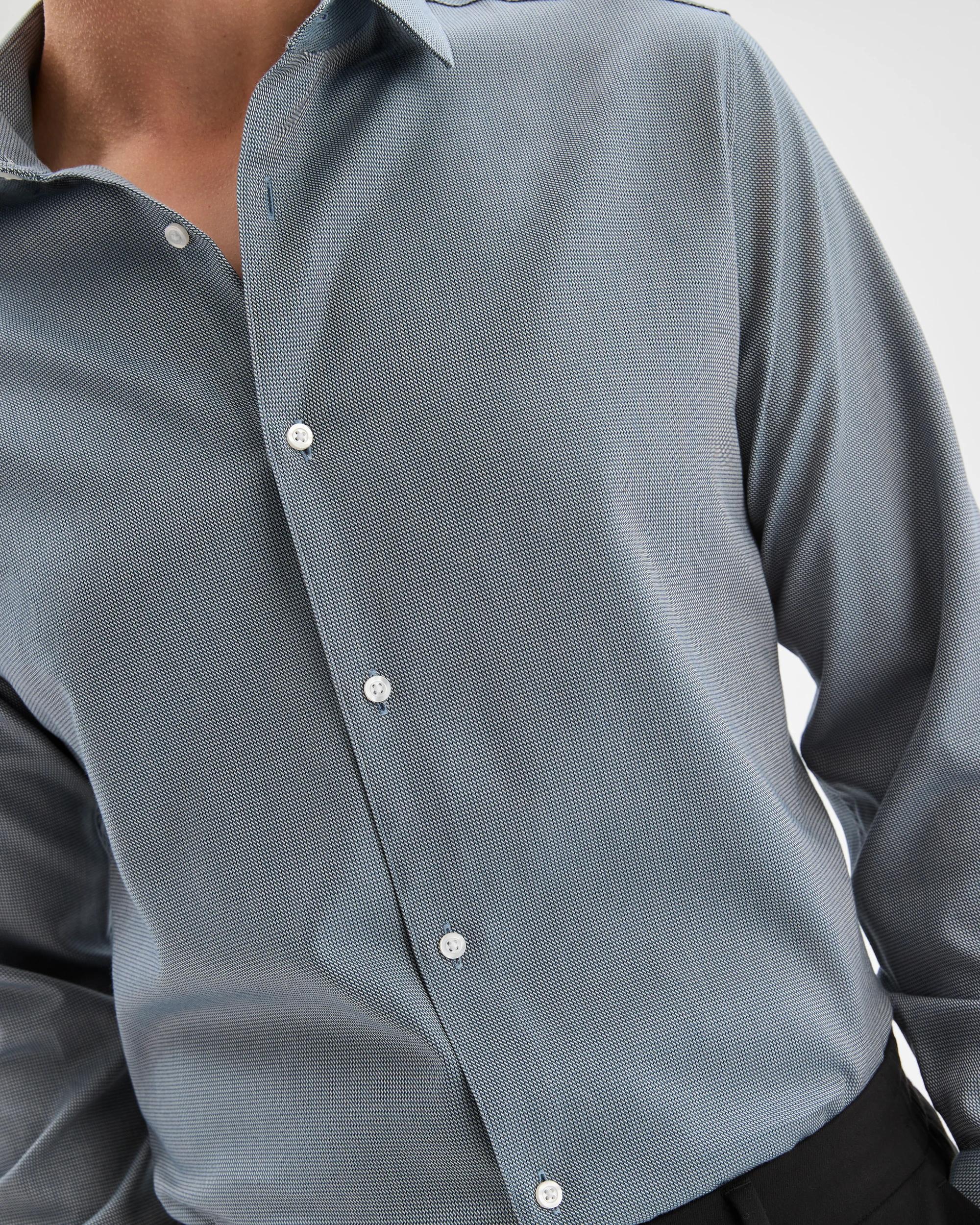 5 Preview Australian Cotton Textured Business Shirt FOREST GREEN, 5 of 7