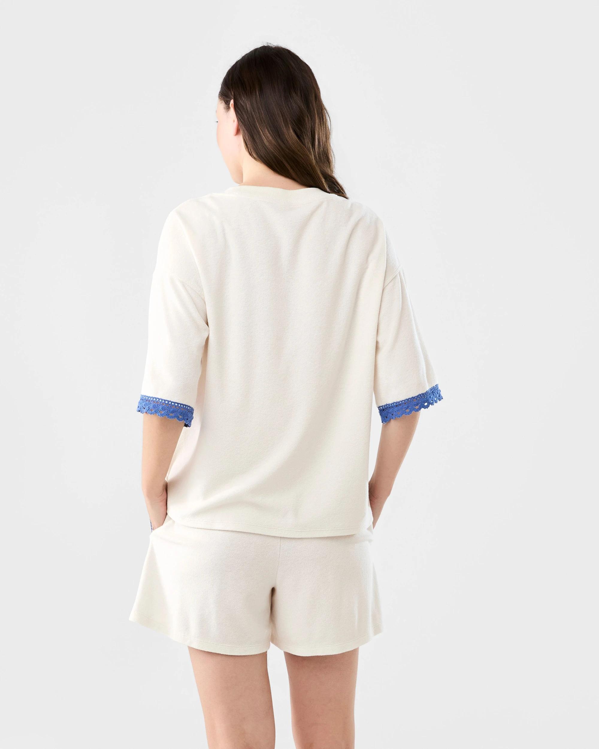 3 Lace Trim Terry Shorts Prtn White, 3 of 6