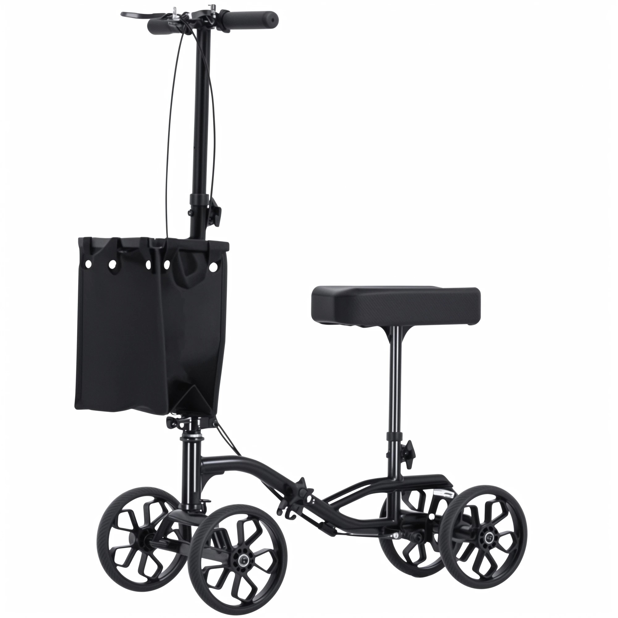 1 Advwin Knee Walker with 10" Rubber Tires - Black, 1 of 8