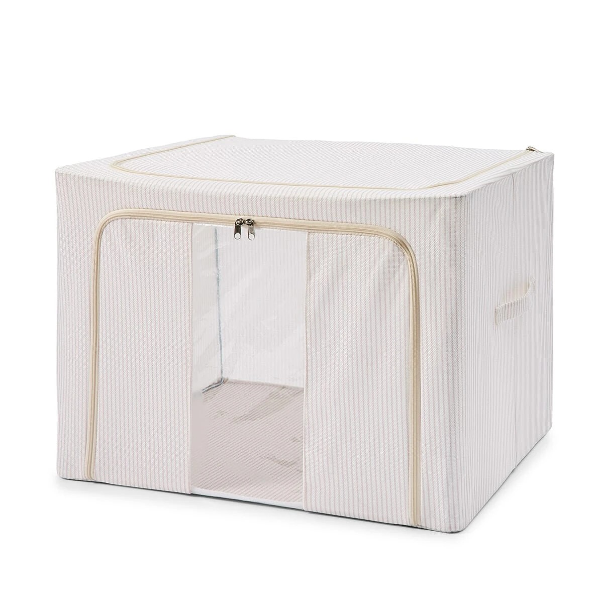 4 Linen Look Collapsible Box with Window - Extra Large, Stripe, 4 of 10