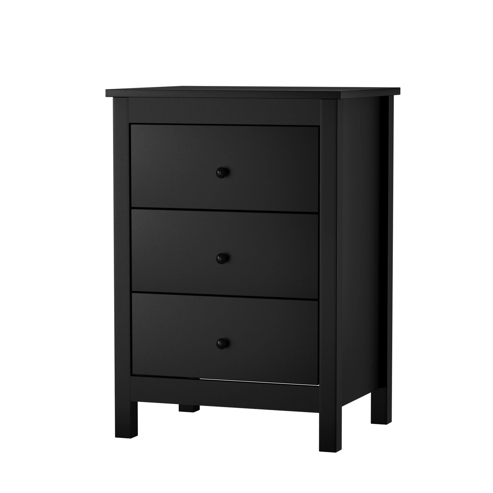 1 Oikiture Bedside Table 3 Drawers Storage Cabinet Nightstand
 - Black, 1 of 10