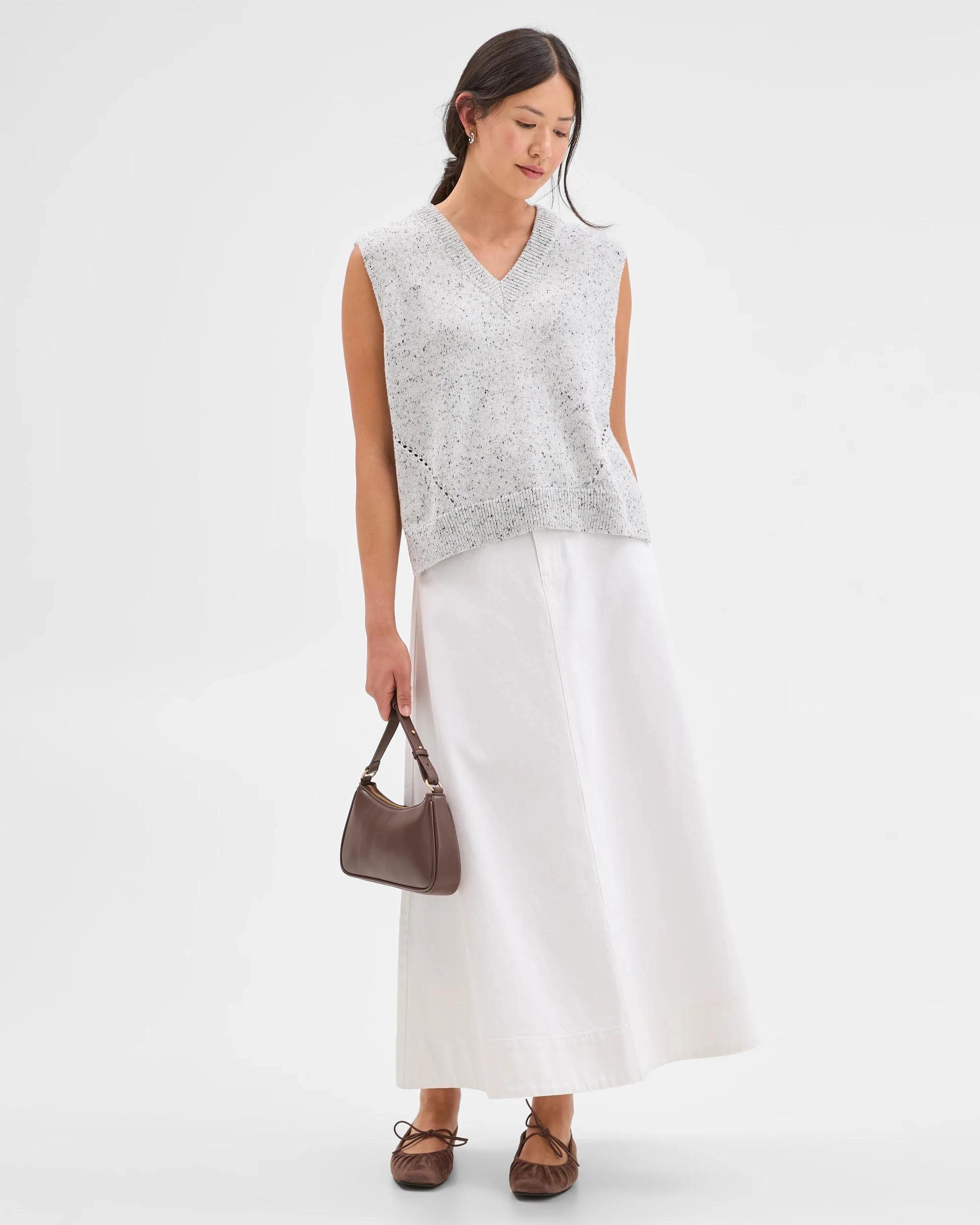 1 Target Woman Australian Cotton Blend V-Neck Vest LIGHT GREY NEP, 1 of 7