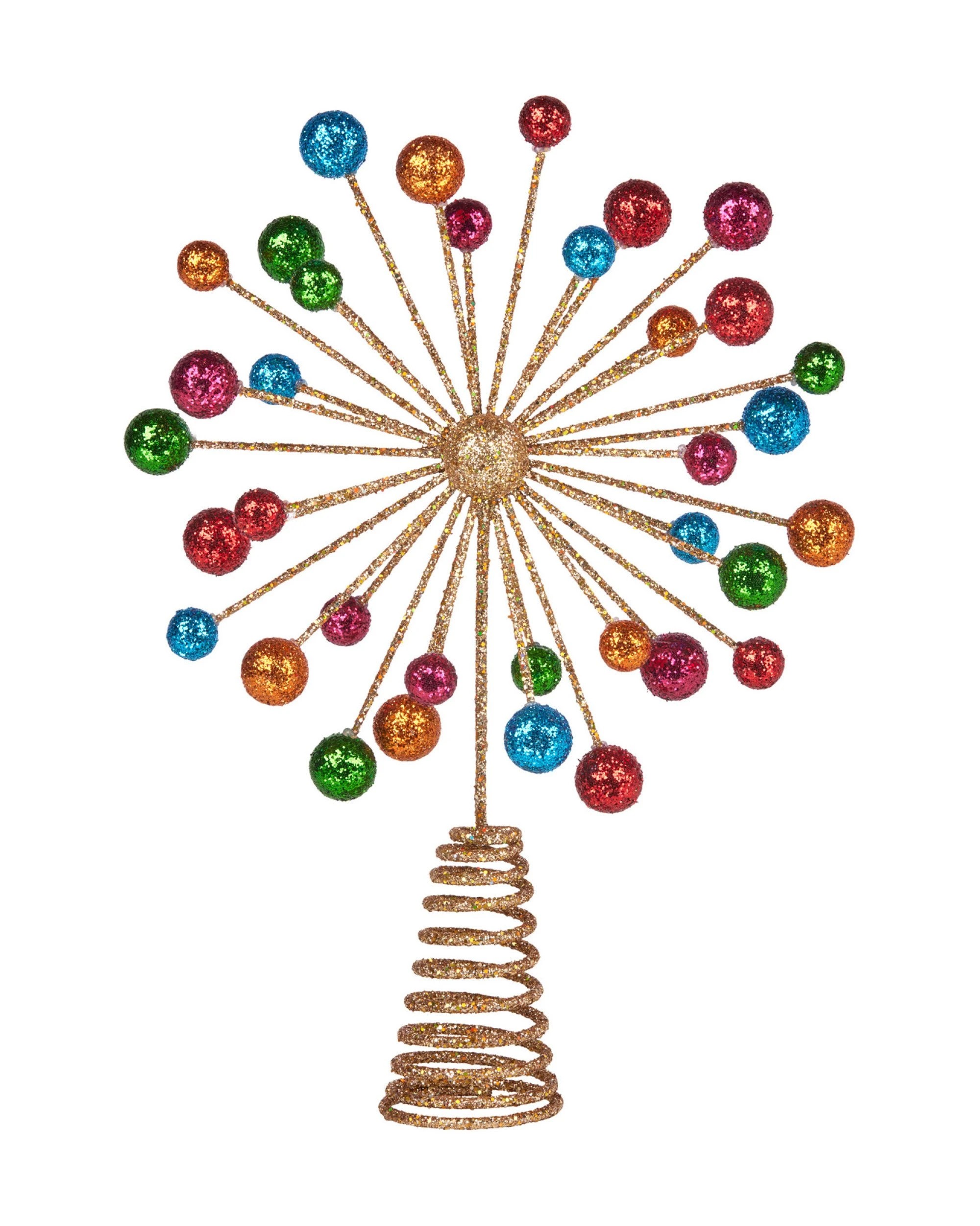 1 Christabelle Christmas Tree Topper Glittery Baubles Gold Decoration Multi-colour Ornaments, 1 of 4