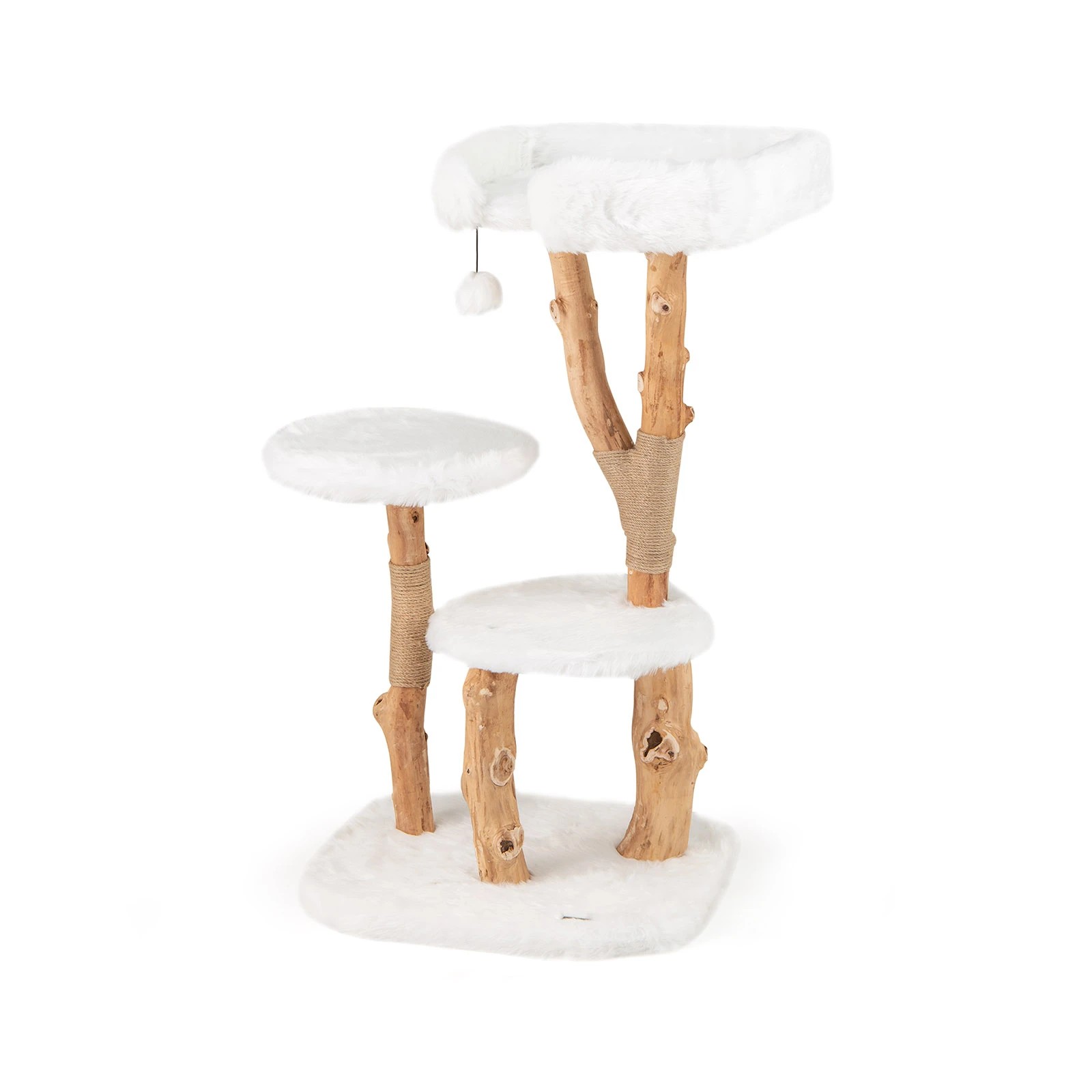 1 Costway 1.1M Solid Wood Cat Tree Kitten Climbing Activity Tower w/Scratching Post, 1 of 6