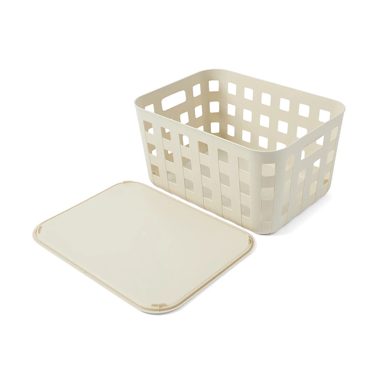 5 28L Rectangle Trellis Basket with Lid - Beige, 5 of 9