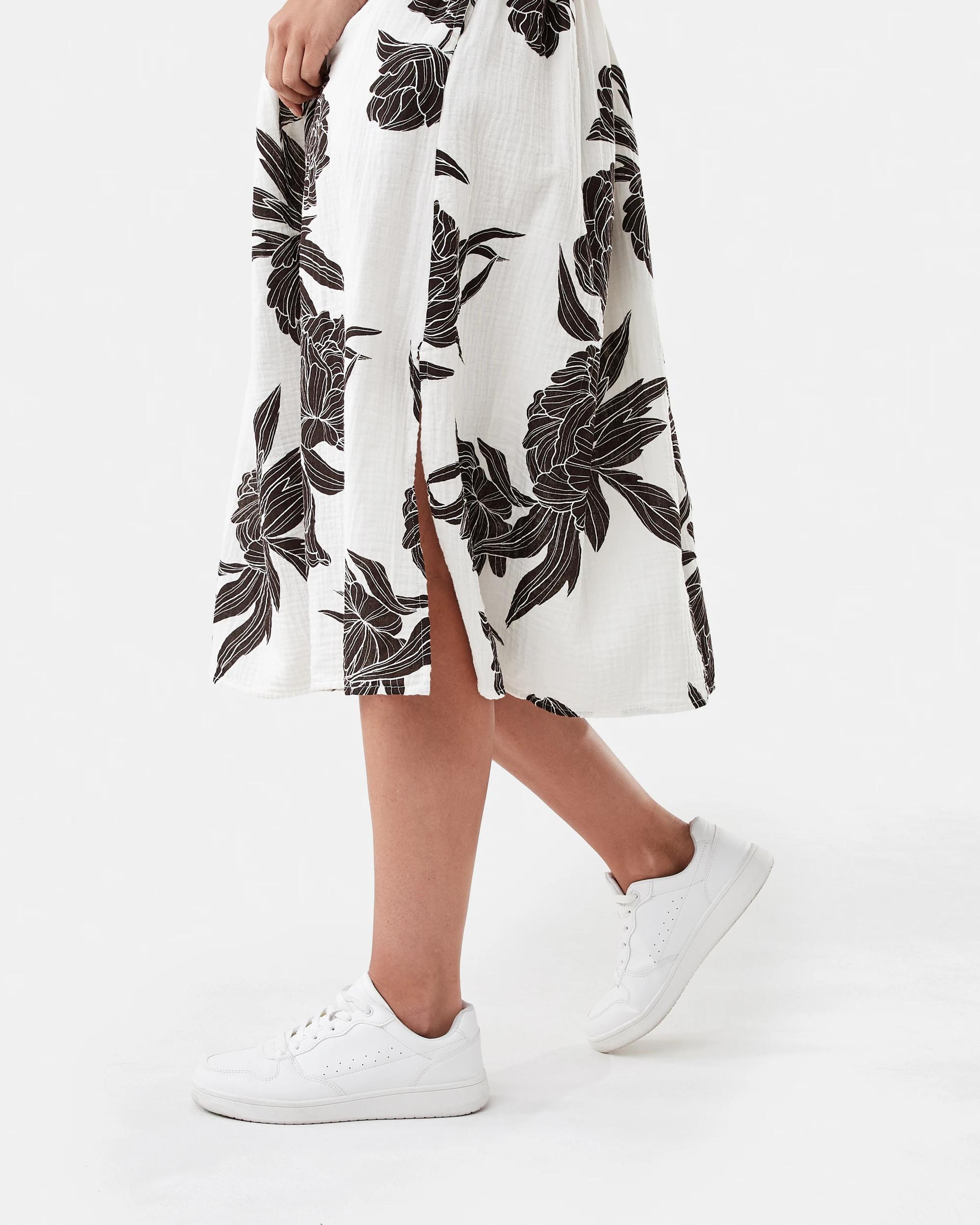 8 Short Sleeve Twist Front Midi Dress Choc Flrl, 8 of 10