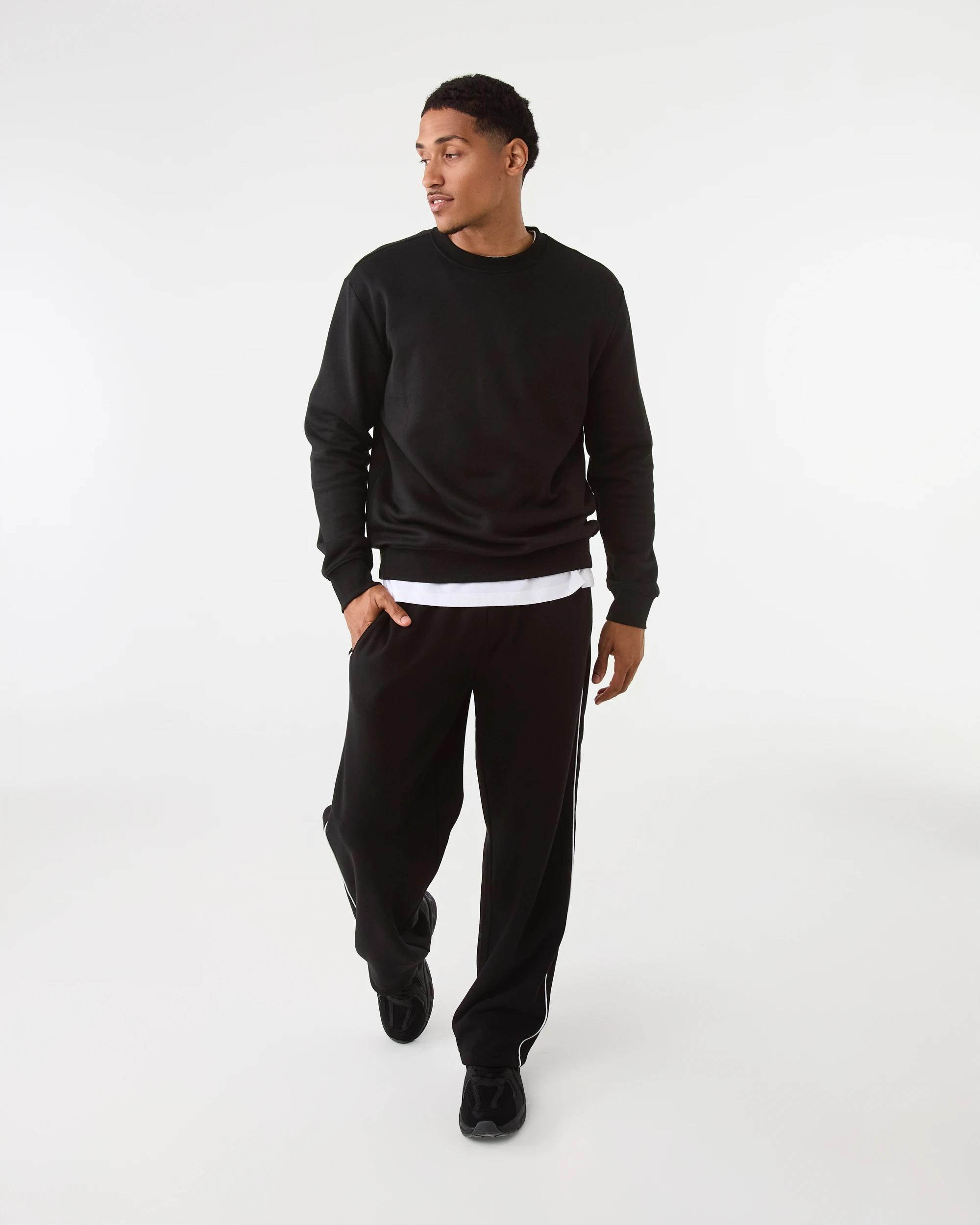 2 Basic Crew Neck Sweatshirt Black, 2 of 9