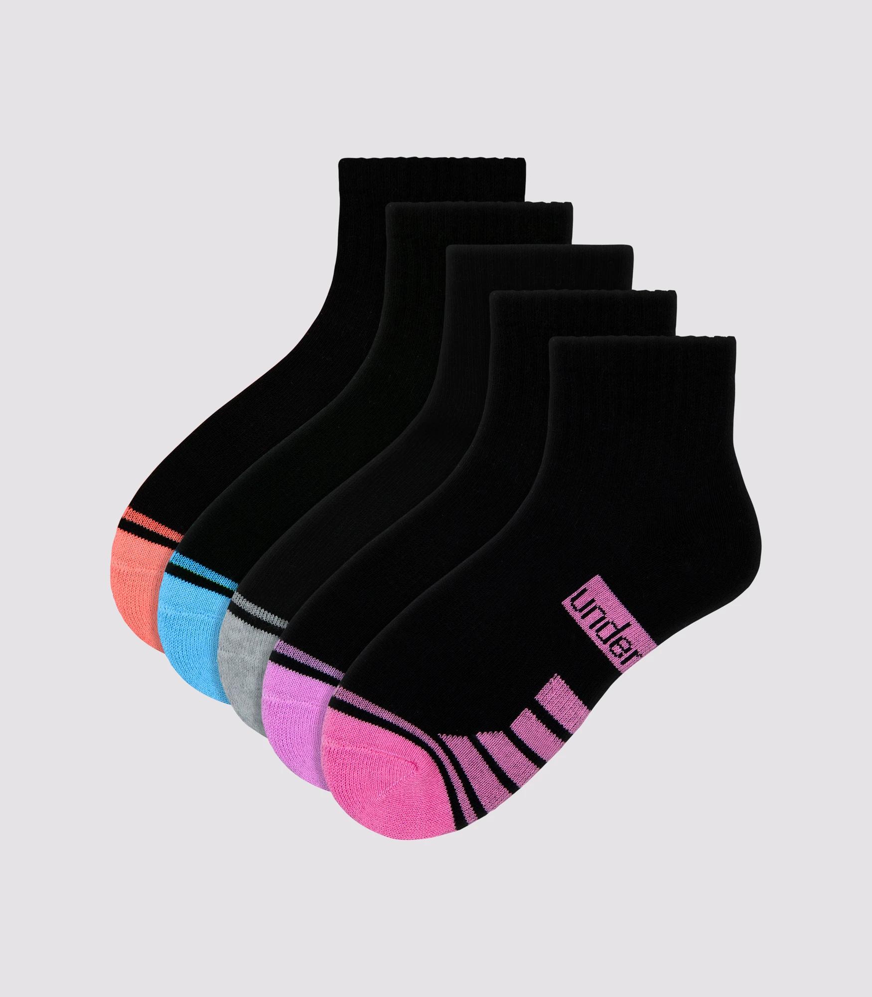 1 Girls Sport Low Cut 5 Pack Socks - Underworks BLACK, 1 of 1