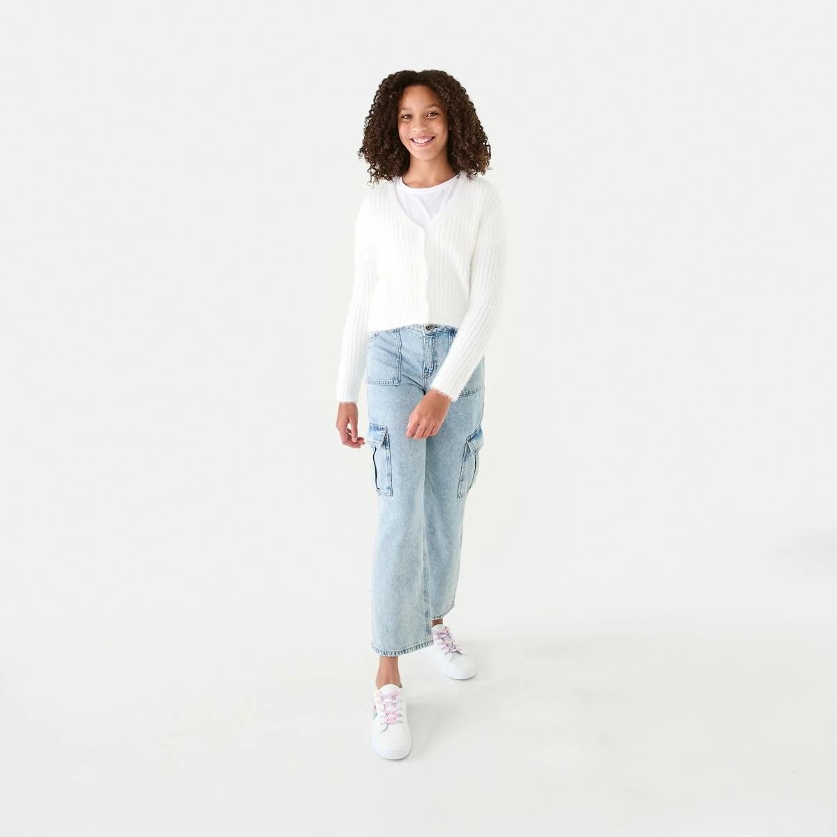 6 Crop Rib Cardigan Cream, 6 of 9