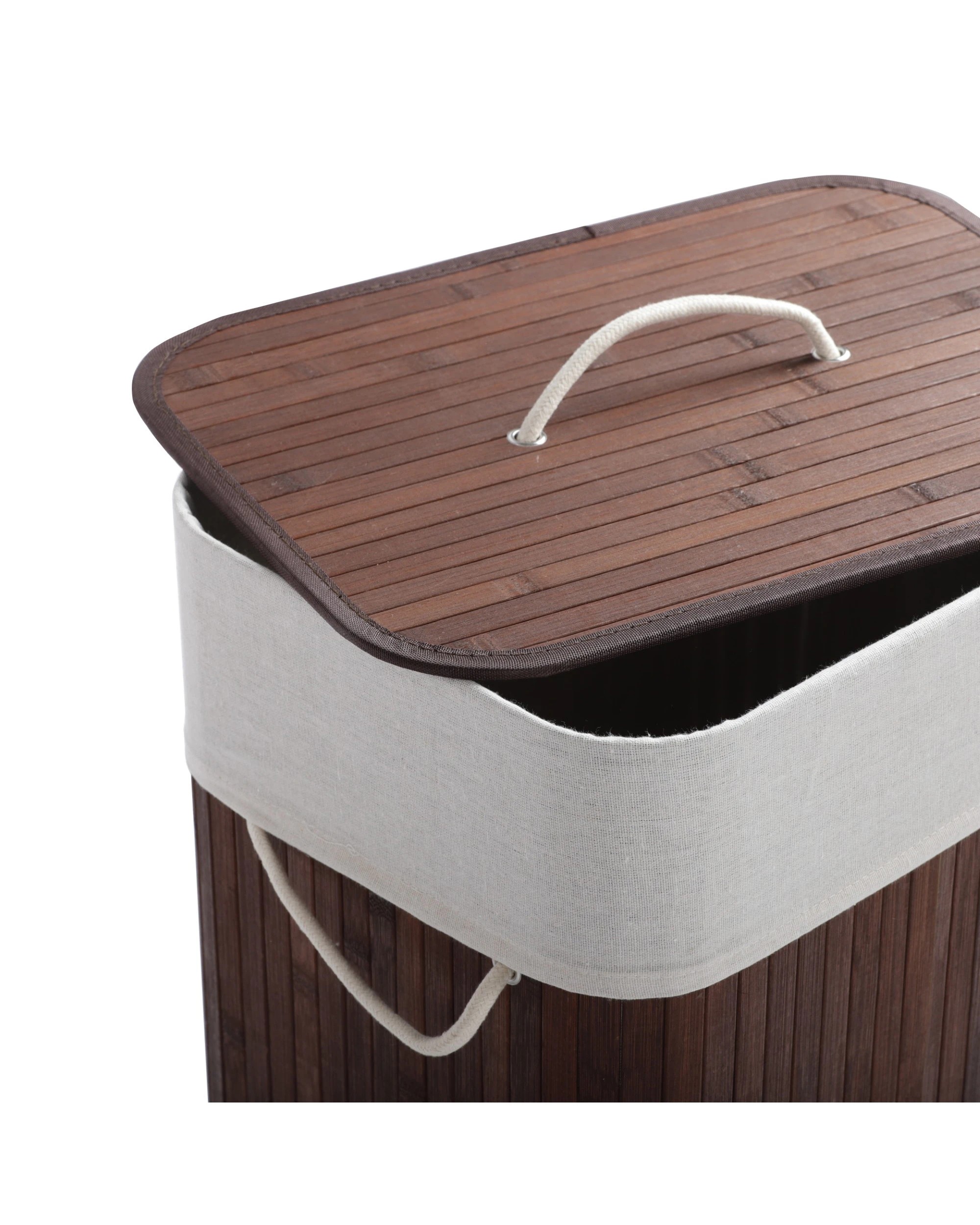 1 Sherwood Home Tall Rectangular Folding Bamboo Laundry Hamper with Lid 40x30x60cm - Natural Bamboo, 1 of 5