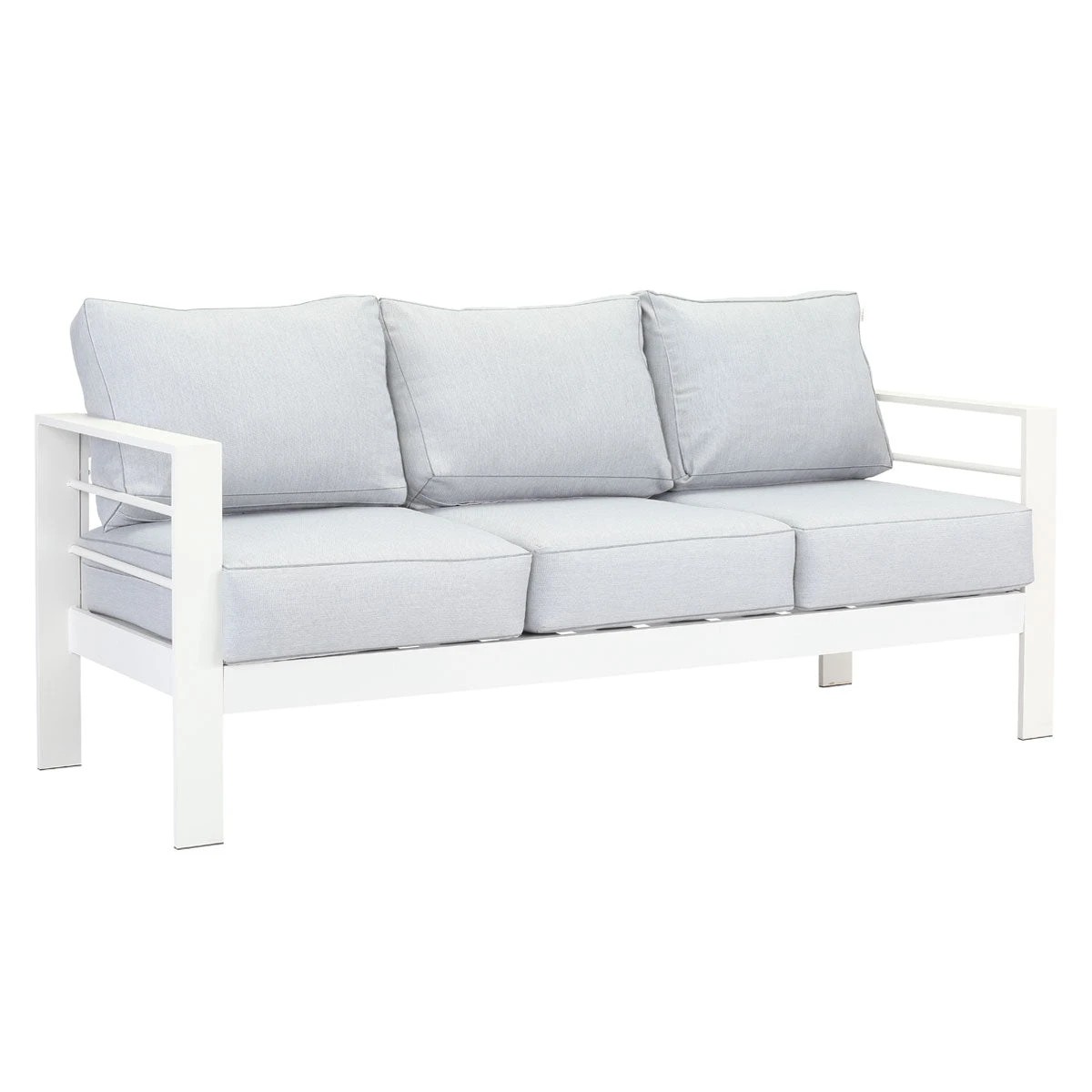 5 Moda Living Paris 5 Seater White Aluminium Sofa Lounge Set - Light Grey Cushion - White, 5 of 9