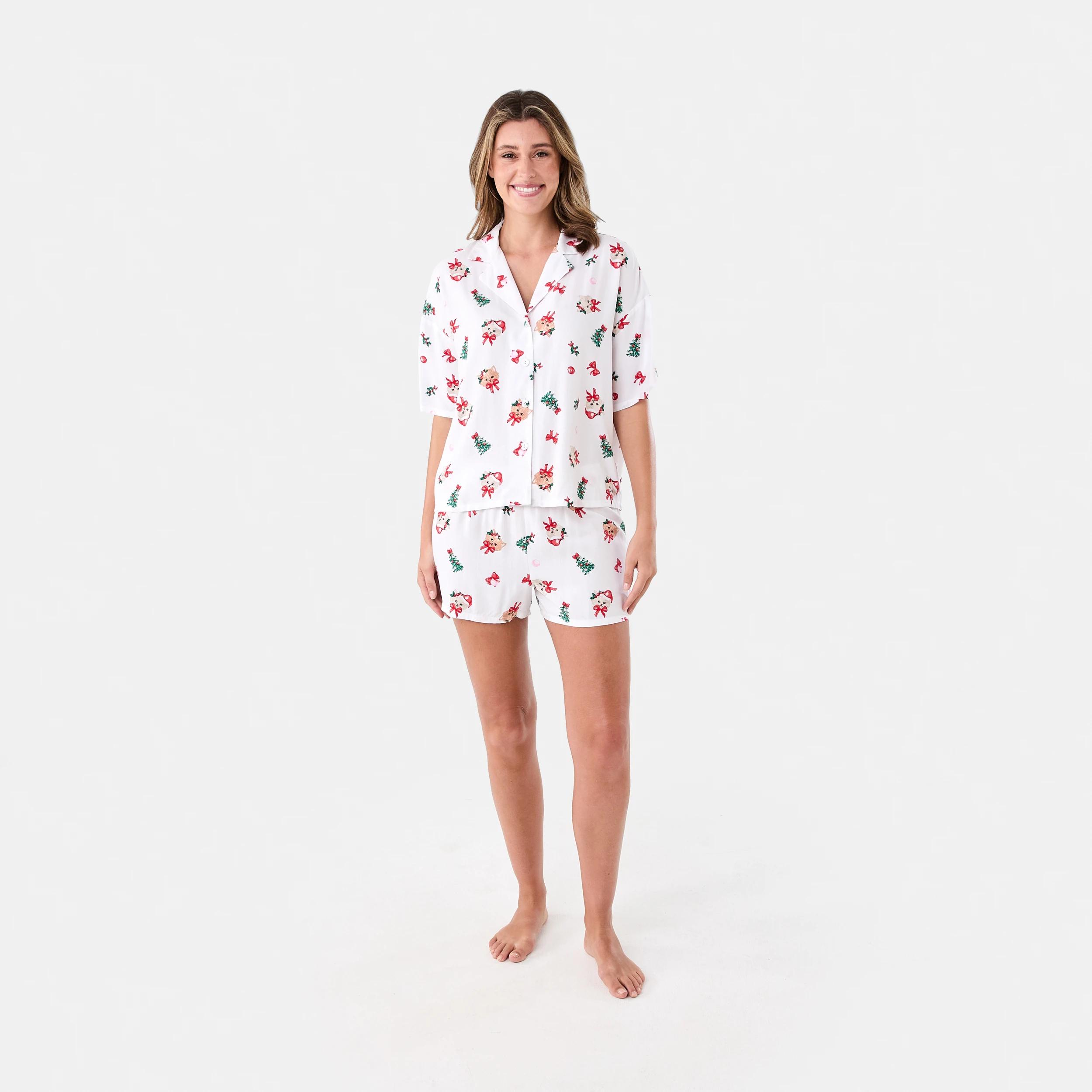 7 Christmas Woven Boxy Pyjama Set Xmas Cats, 7 of 7