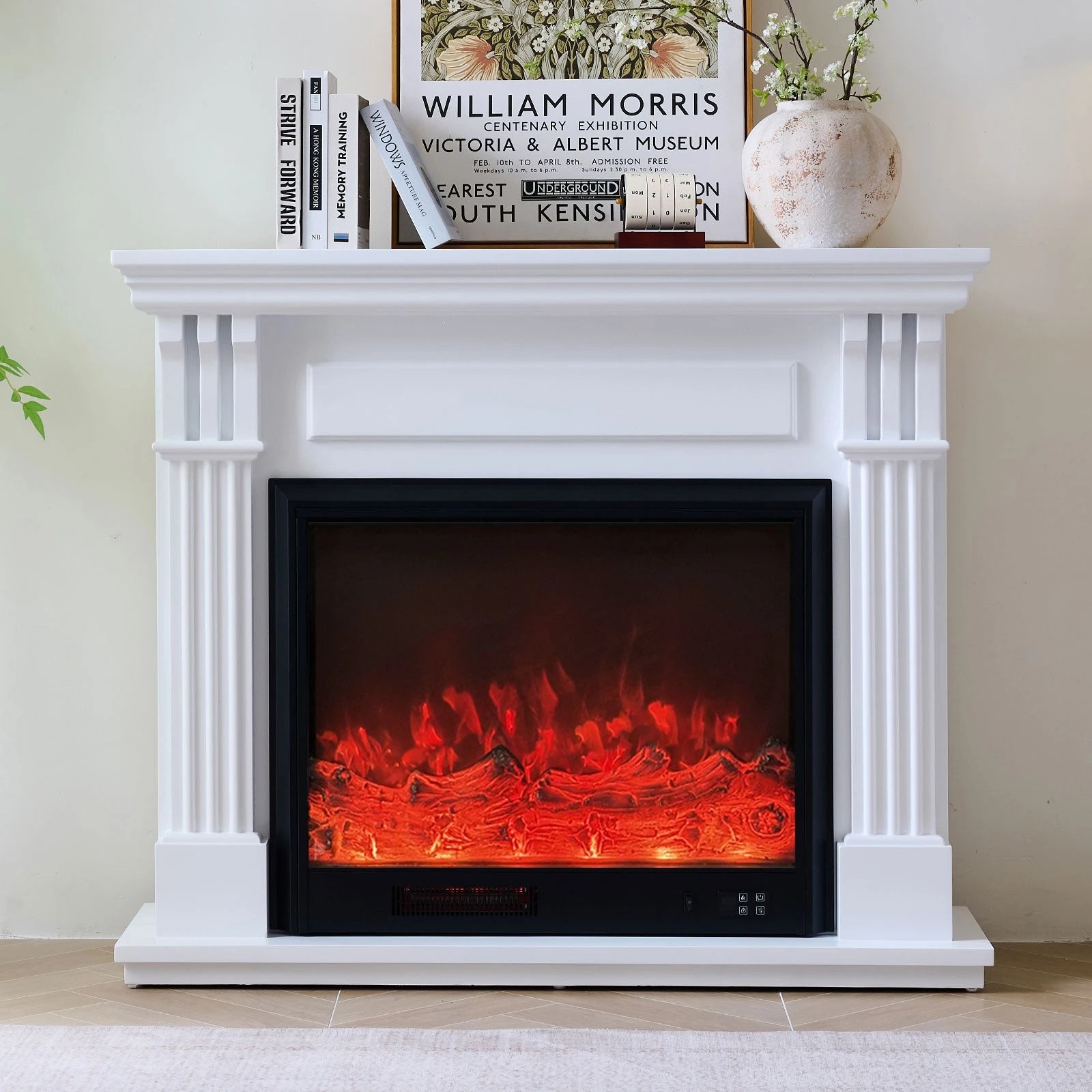 2 Moda Living Belgrave Electric Fireplace Heater White Mantel Suite with Orion Insert - White, 2 of 9