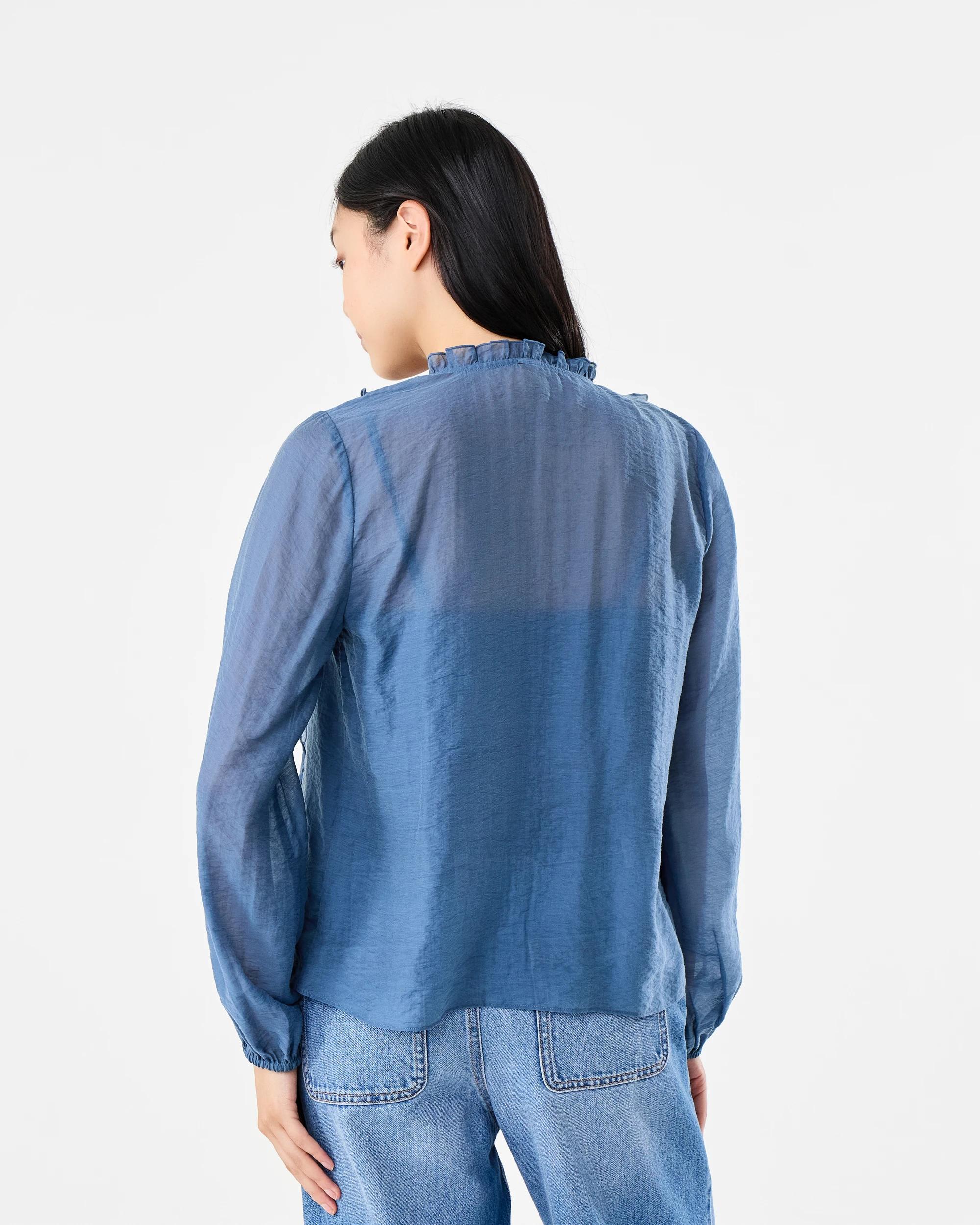 3 Long Sleeve Ruffle Blouse Blu Ink, 3 of 6