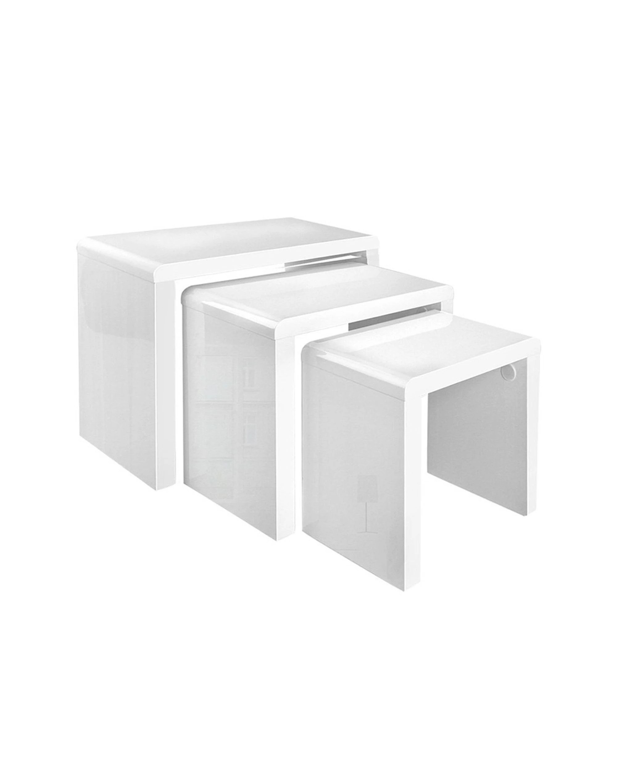 1 Artiss Nesting Coffee Table Set of 3 Glossy - White, 1 of 8