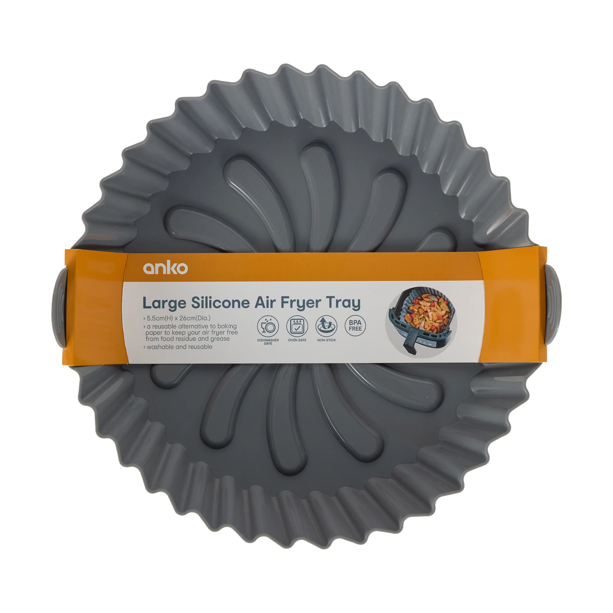 6 Large Silicone Air Fryer Tray - Grey, 6 of 6