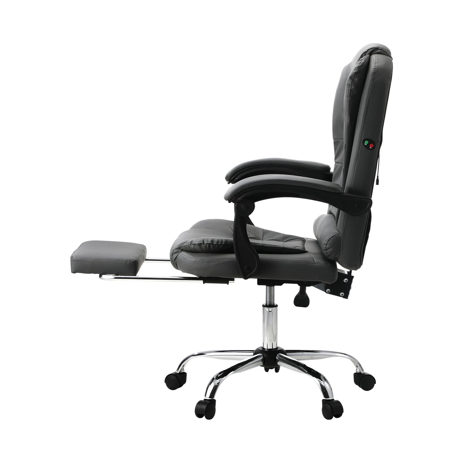 5 Oikiture Massage Office Chair Executive Gaming Racing Chairs PU with Footrest - Grey, 5 of 6