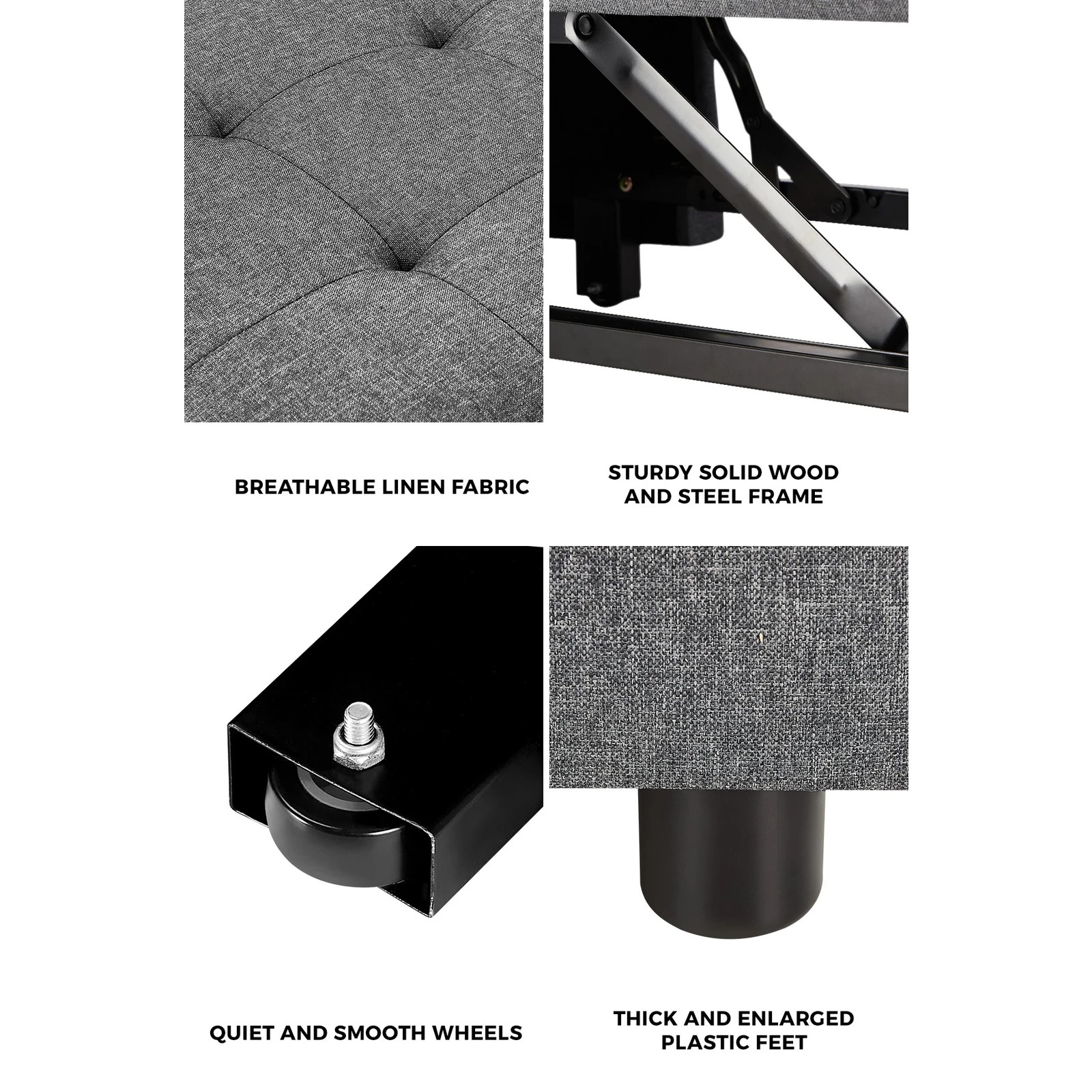 7 Oikiture 4 In 1 Convertible Sofa Bed Ottoman Couch Lounge Recliner Chair Linen
 - Grey, 7 of 10