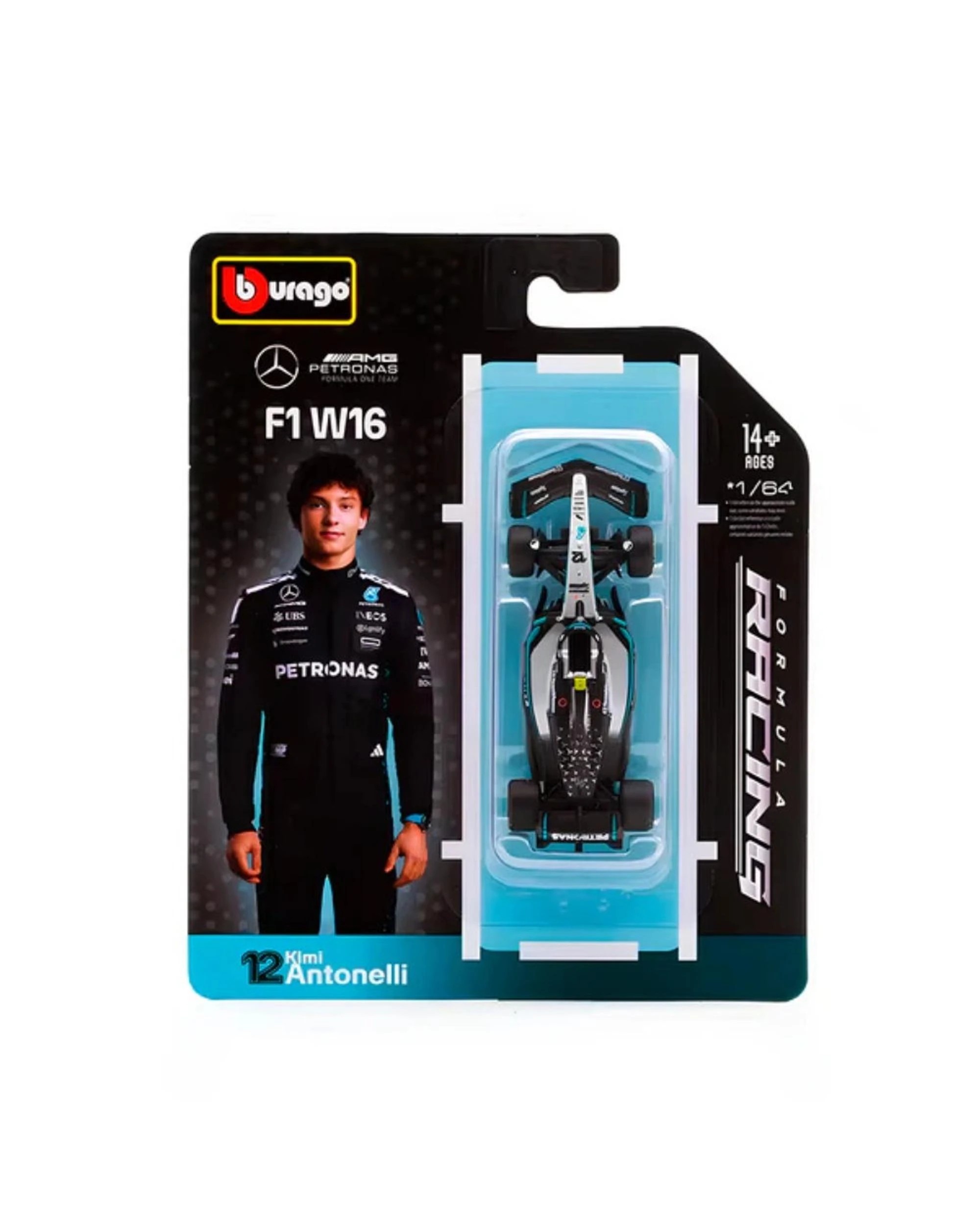 1 Bburago Mercedes-AMG F1 W16 2025 #12 Andrea Kimi Antonelli 1:64 Scale, 1 of 3