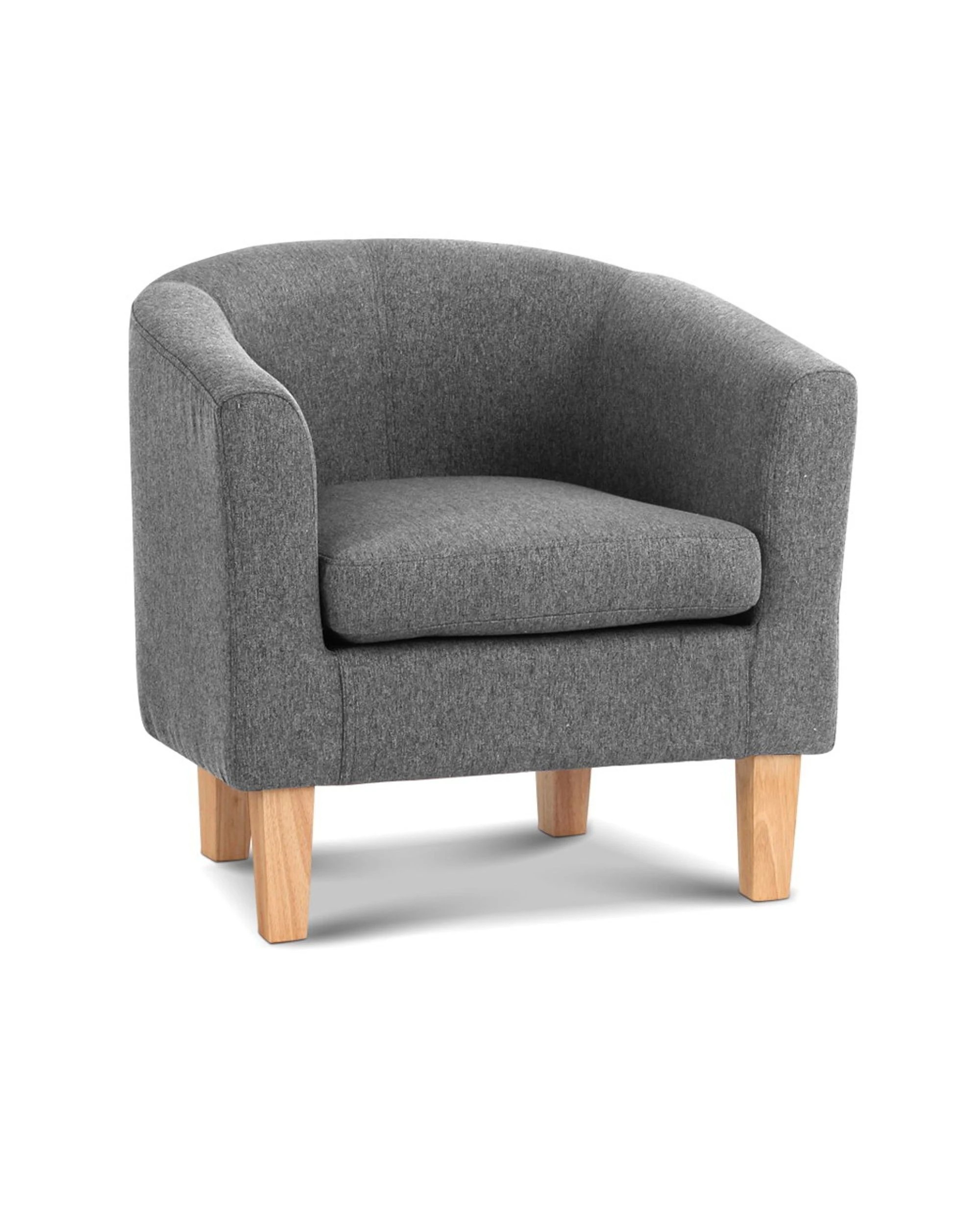 1 Artiss Armchair Lounge Chair Tub Accent Armchairs Fabric Sofa Chairs en - Grey, 1 of 8