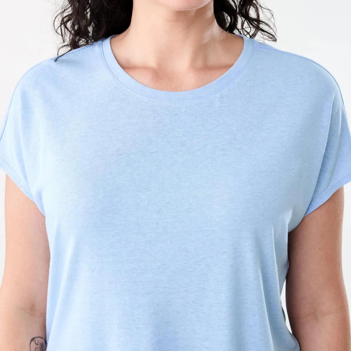 5 Short Sleeve Linen Blend Extended Sleeve Top Bruni Blue, 5 of 6