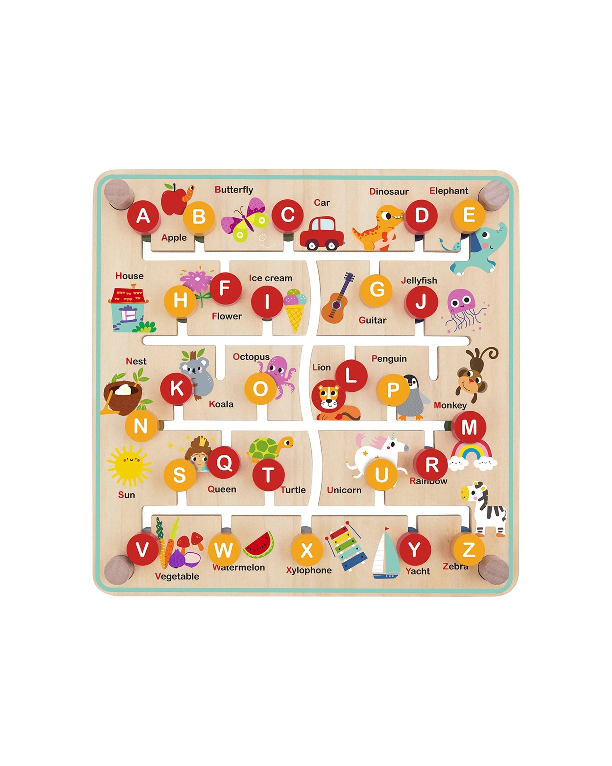 3 Tooky Toy Wooden Alphabet Farm Matching Maze Board Game Kids Fun Activity - Multi, 3 of 5