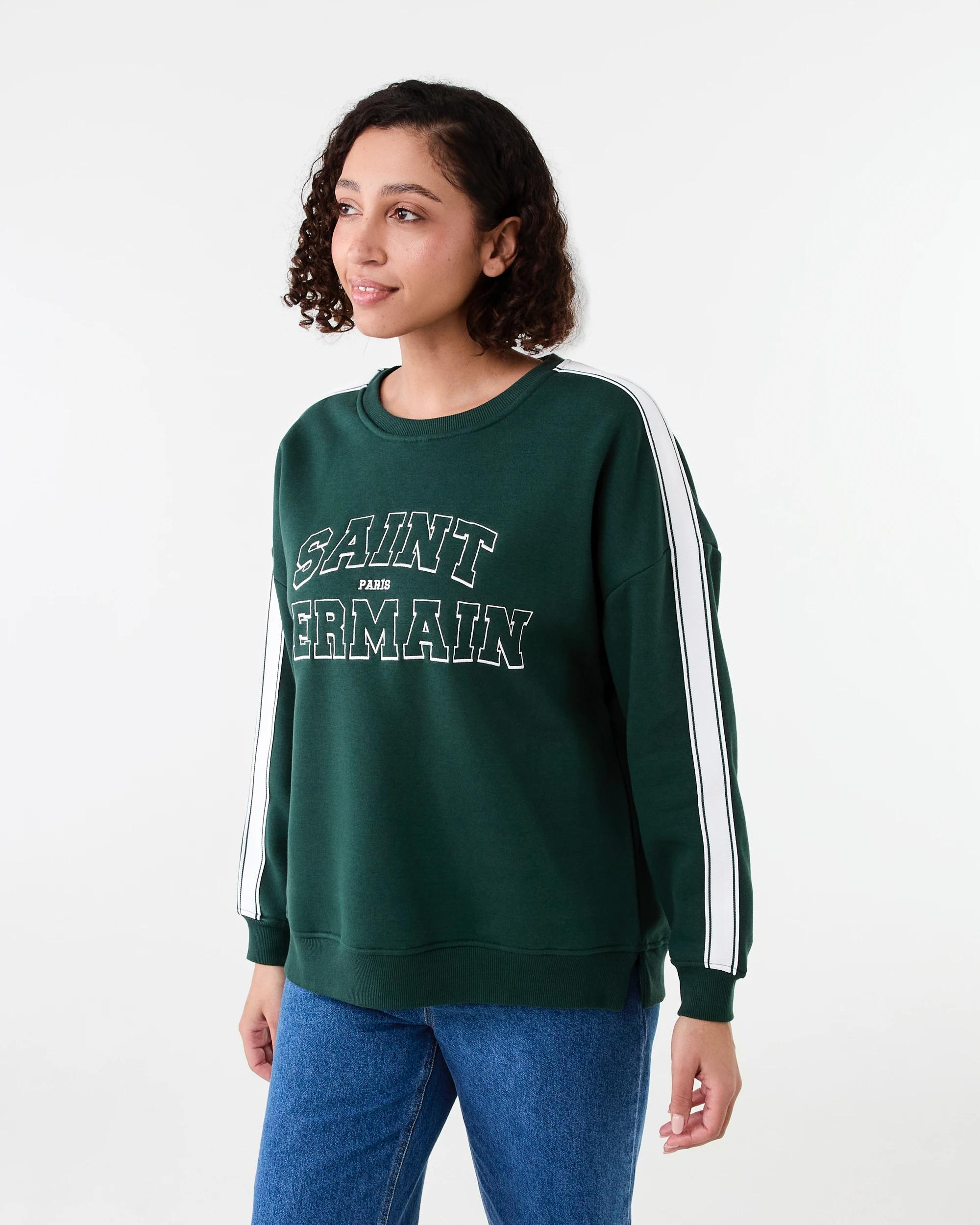 2 Oversized Print Sweatshirt Snt Green, 2 of 7