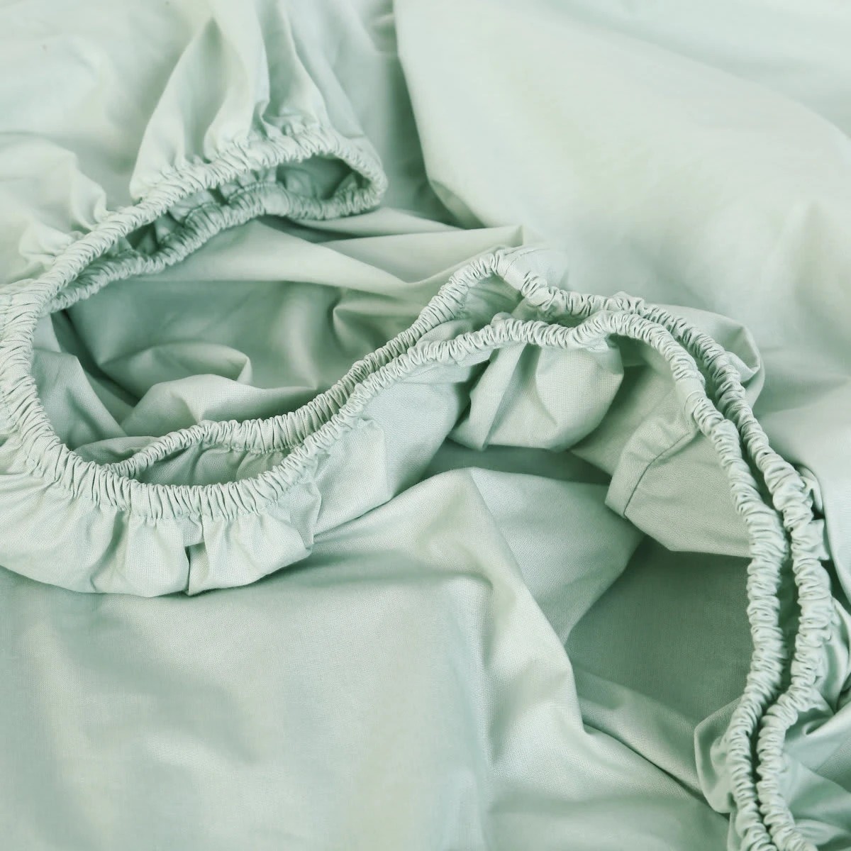 3 225 Thread Count Cotton Rich Fitted Sheet - Single Bed, Eucalyptus, 3 of 3