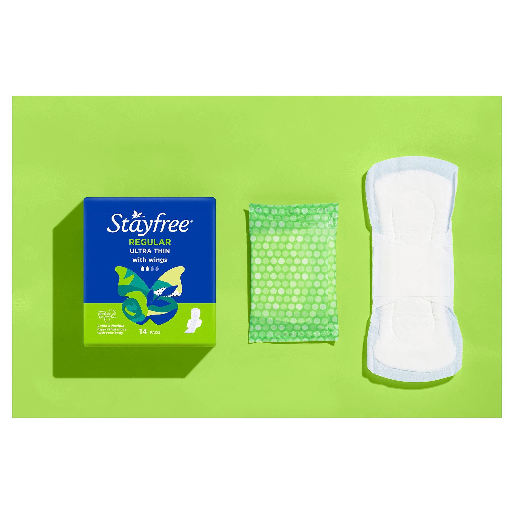 6 Stayfree 14 Pack UltraThin Regular Pads with Wings, 6 of 6