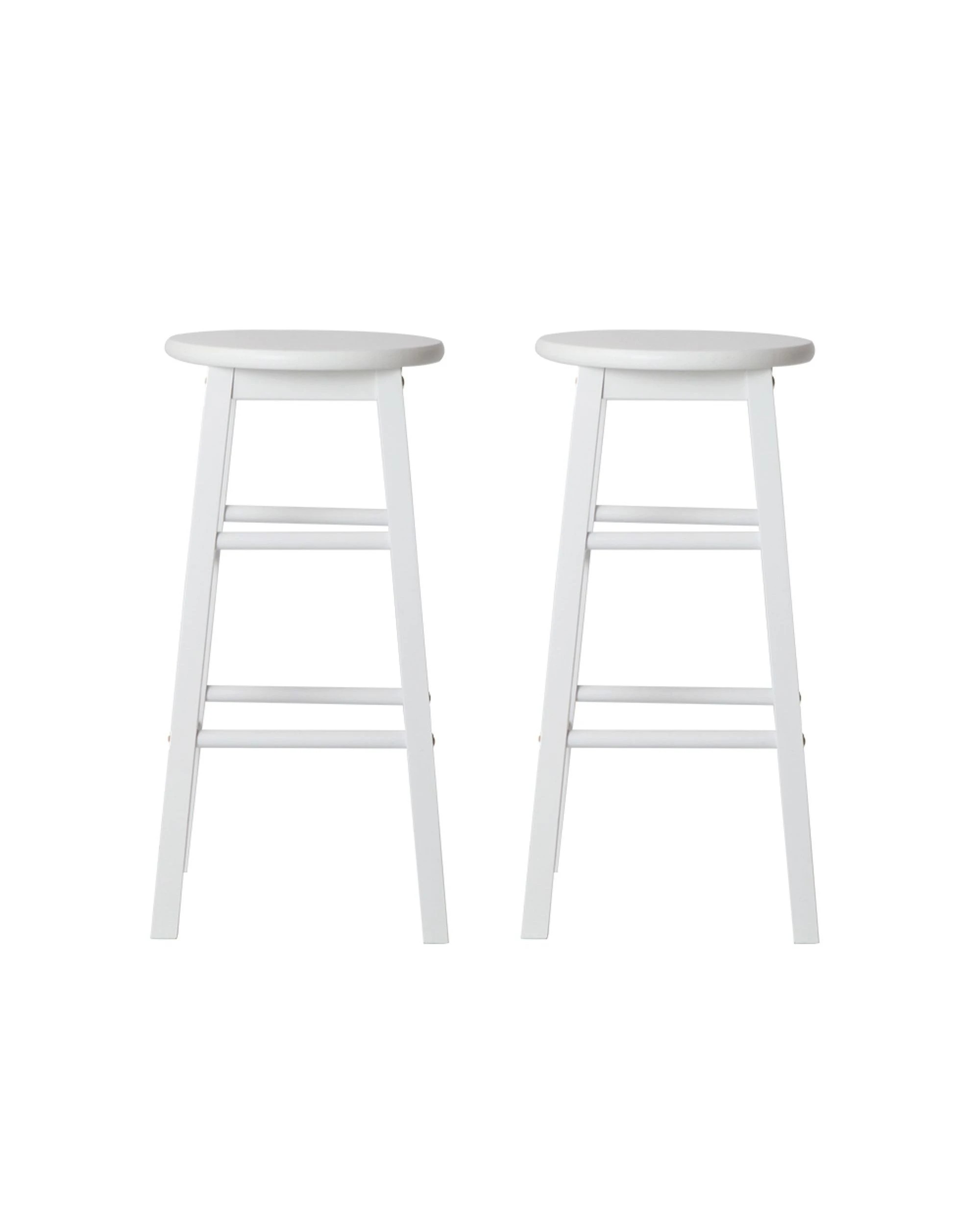 3 Artiss 2x Bar Stools Round Chairs Wooden - White, 3 of 9