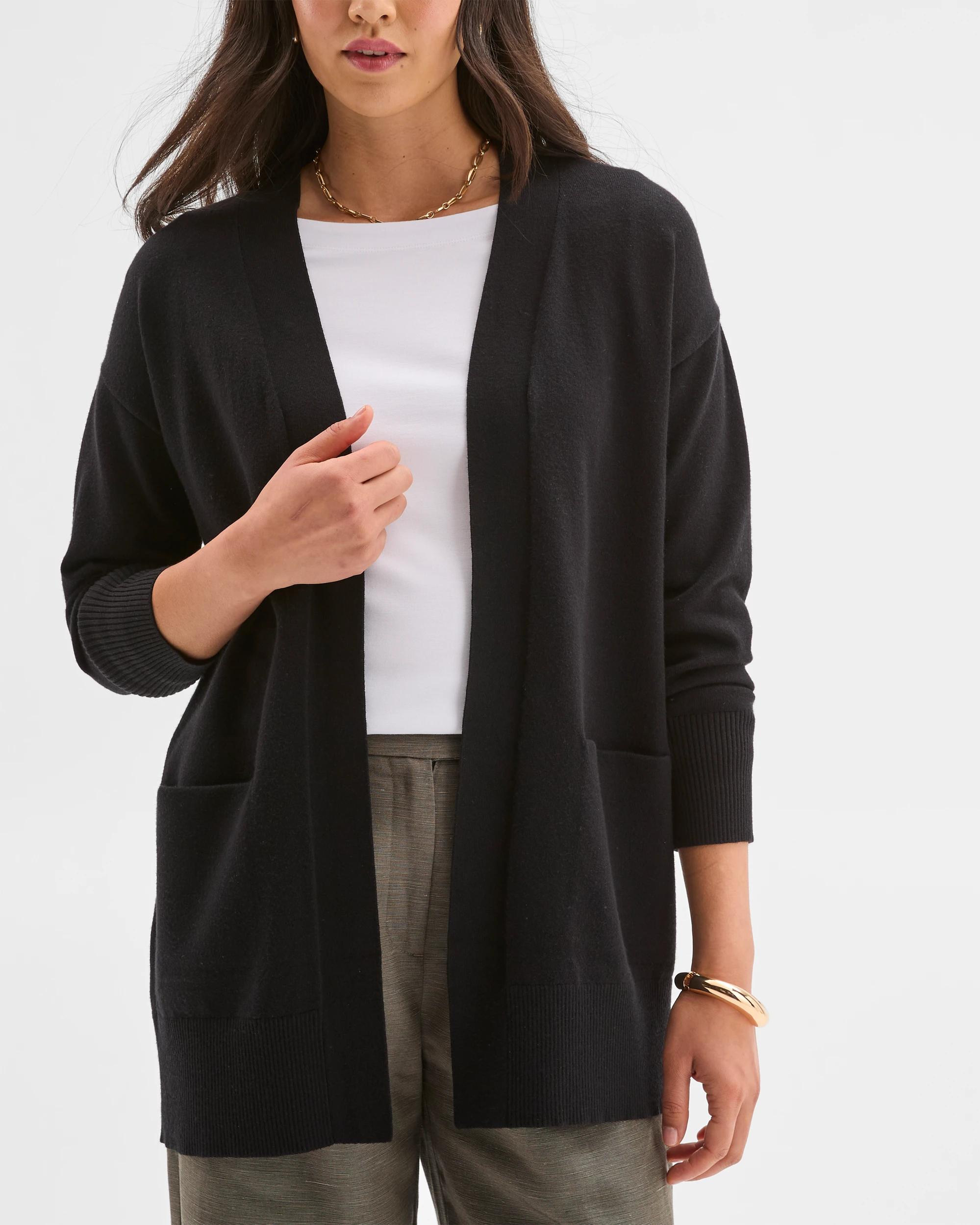2 Preview Long Sleeve Edge To Edge Cardigan BLACK, 2 of 8