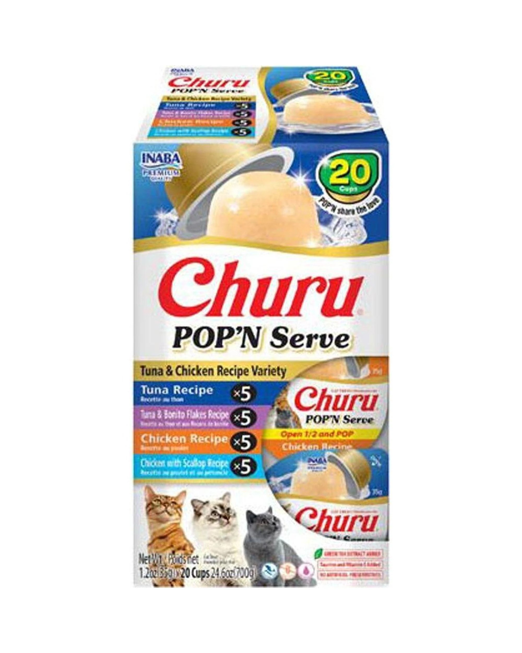 1 Inaba Churu Pop N Serve Pet Cat Treats Tuna & Chicken Variety Pack 20pk, 1 of 1