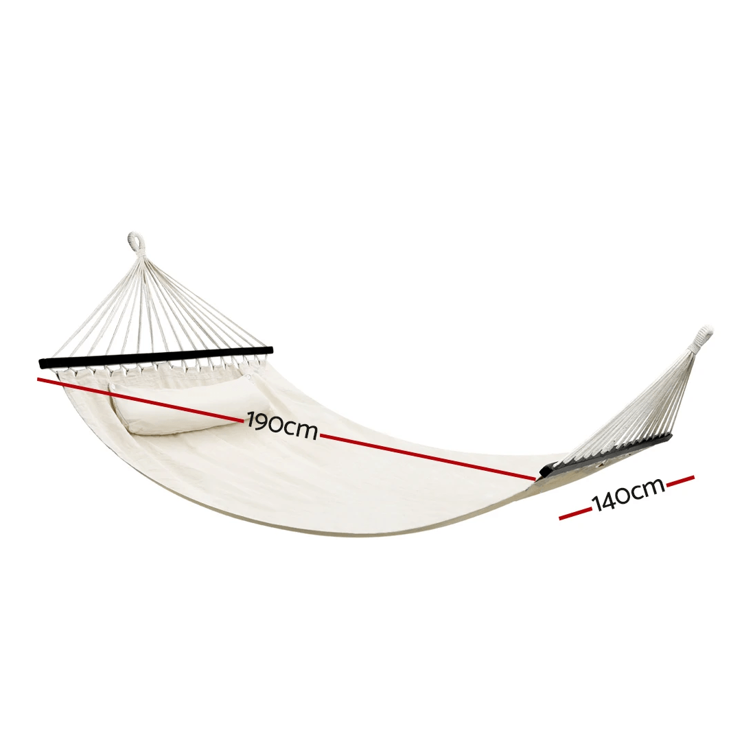 2 Gardeon Hammock Bed Outdoor Camping Portable Hanging Chair 2 Person Piillow - Beige, 2 of 7