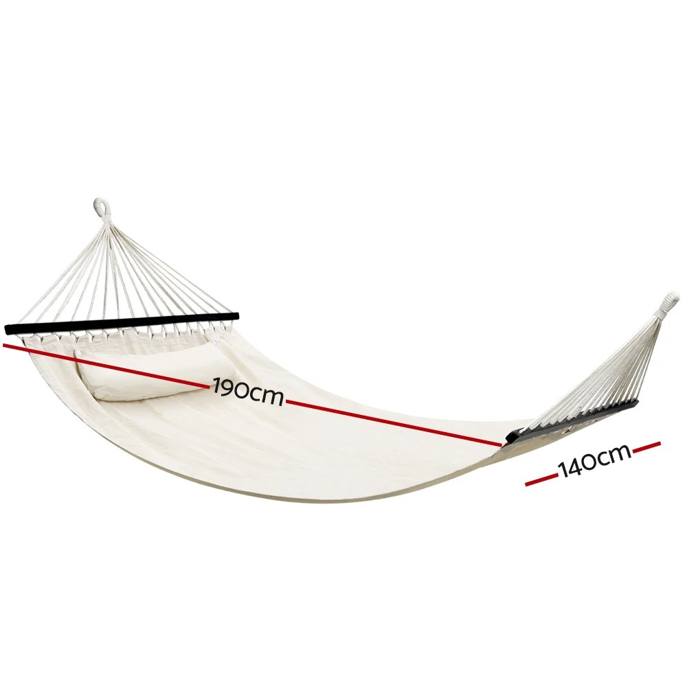 2 Gardeon Hammock Bed Outdoor Camping Portable Hanging Chair 2 Person Piillow - Beige, 2 of 6