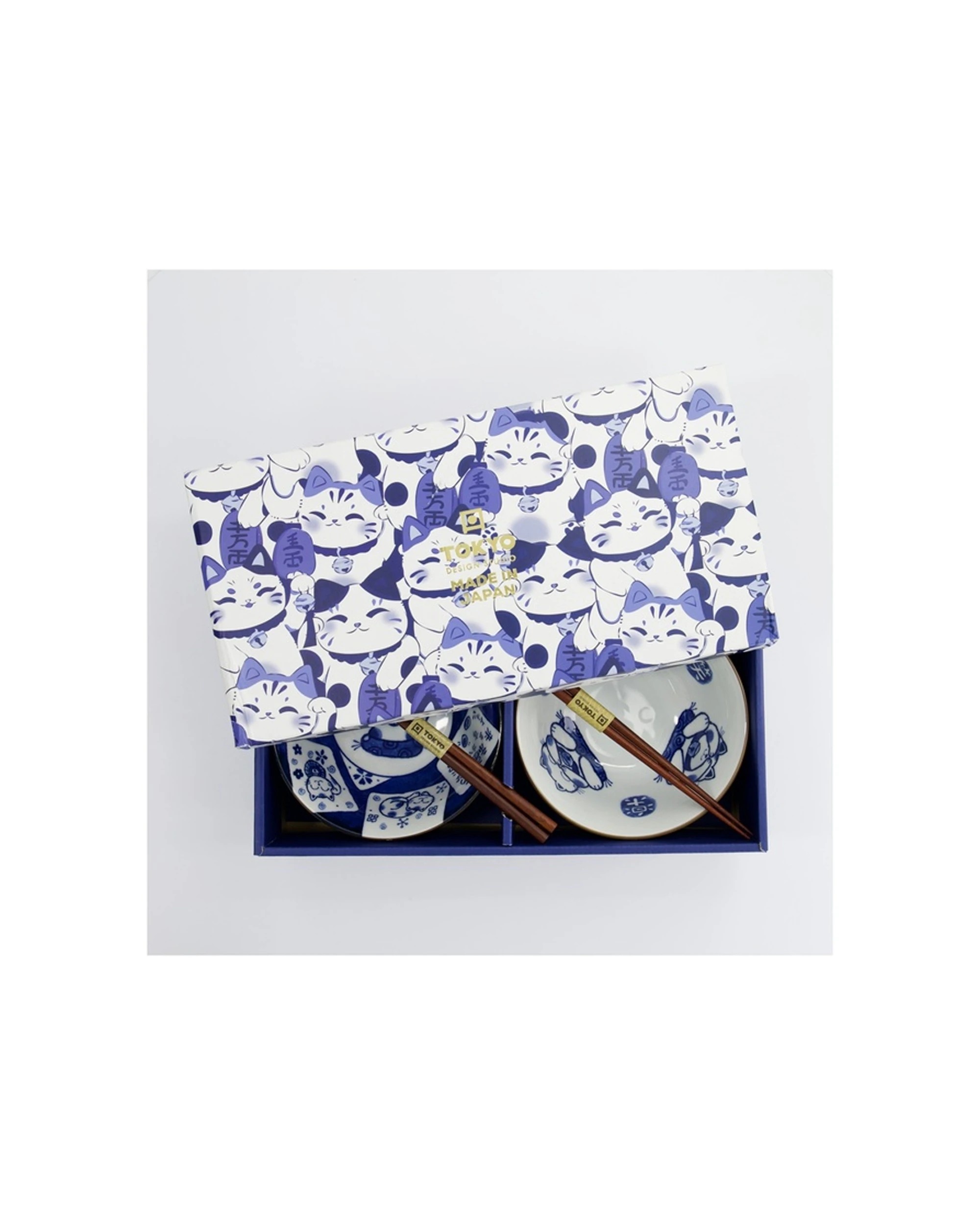 3 Tokyo Design 2pc Studio Kawaii Cat Neko Bowl Set With Chopsticks, 3 of 8
