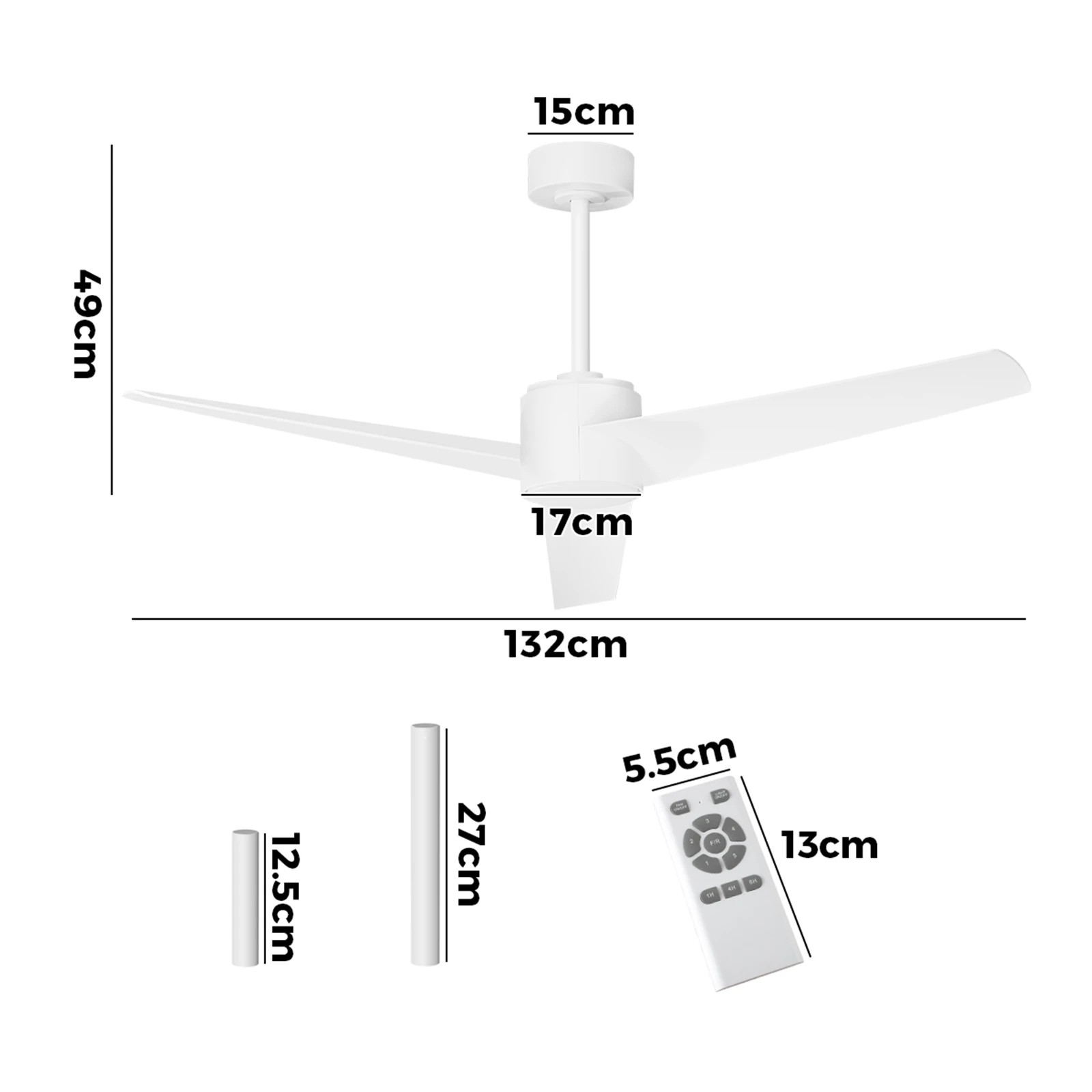 2 Vevare 132cm DC Ceiling Fan with LED Light 5 Speed, 2 of 10