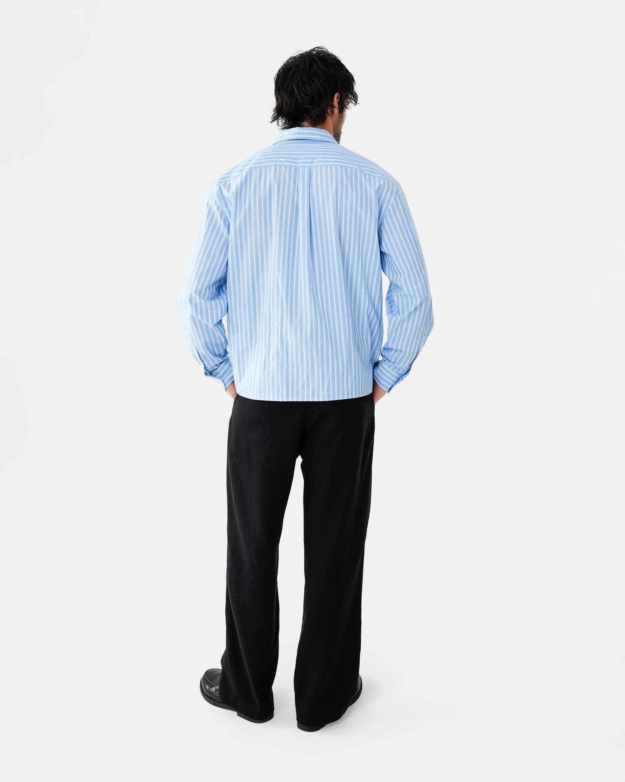 4 Long Sleeve Relaxed Poplin Shirt Blu Stripe, 4 of 10