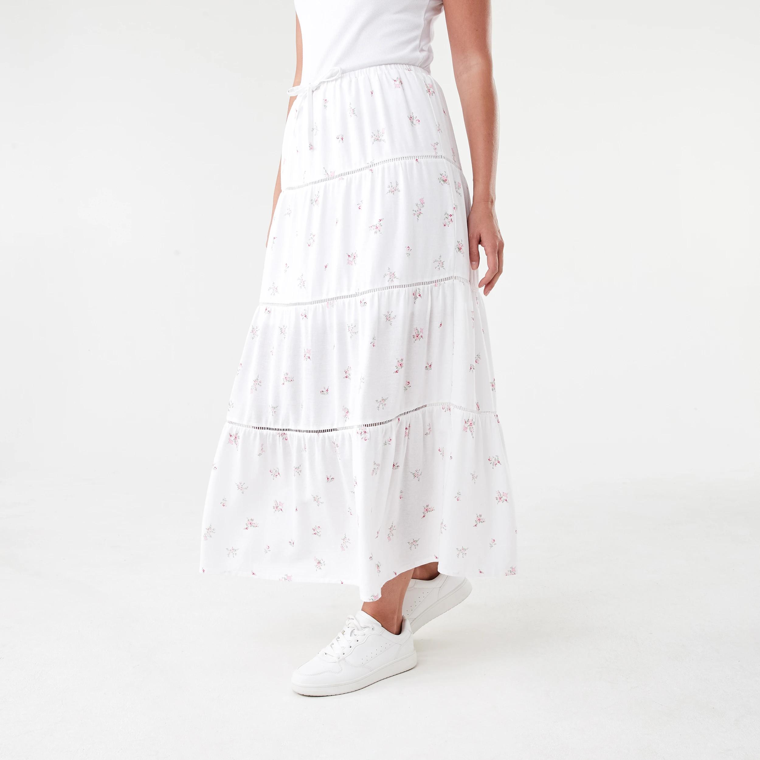 2 Tiered Trim Maxi Skirt Dty Roses, 2 of 5