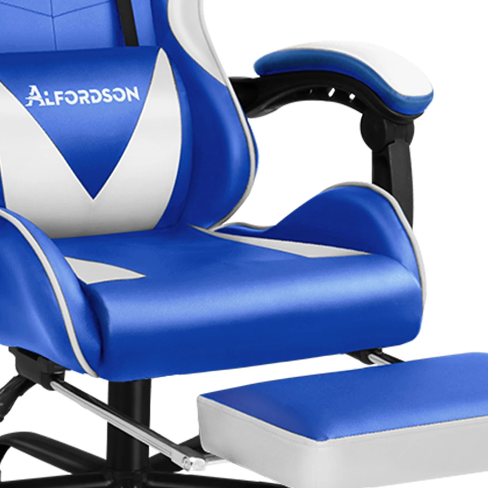 8 Alfordson Gaming Chair Office Executive Racing Footrest Seat Leather - Blue, 8 of 10