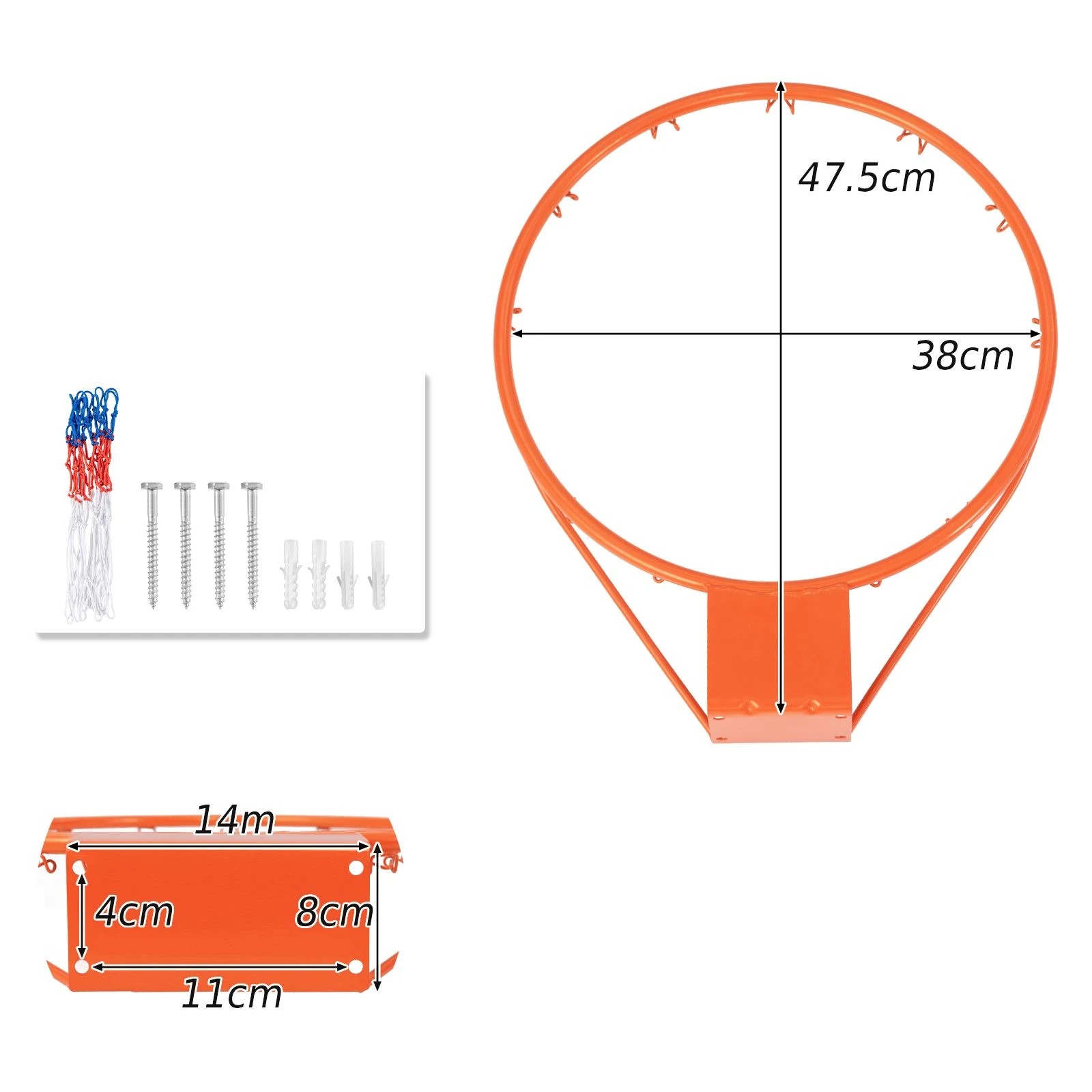 6 Costway 38CM All Weather Basketball Hoop Goal Rim Replacement Indoor Outdoor Wall Door Mounted, 6 of 6