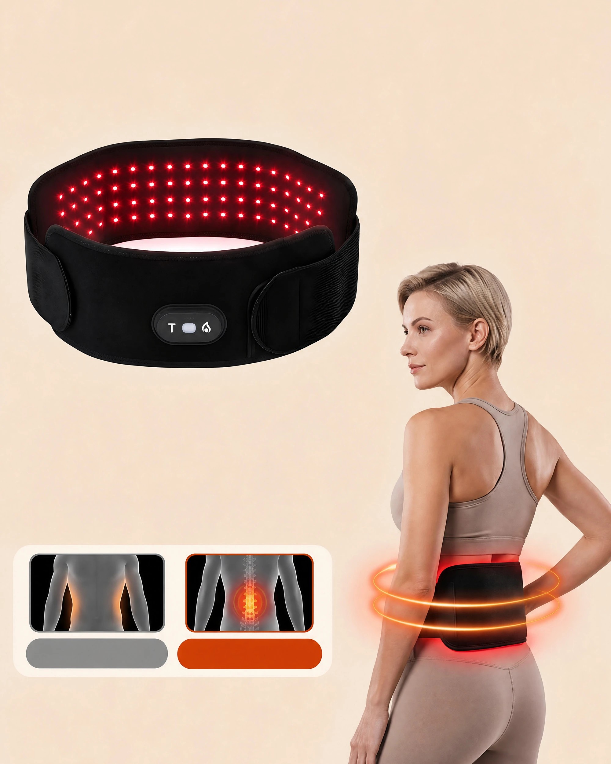 3 Advwin Red Light for Body, Cordless Red Light Belt 216 LEDs - Black, 3 of 9