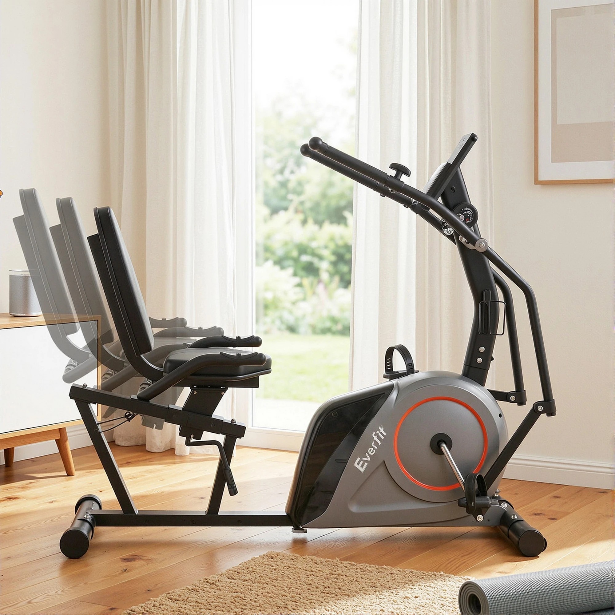 6 Everfit Exercise Bike Recumbent Cycling Magnetic Bluetooth App Connect - Black, 6 of 9