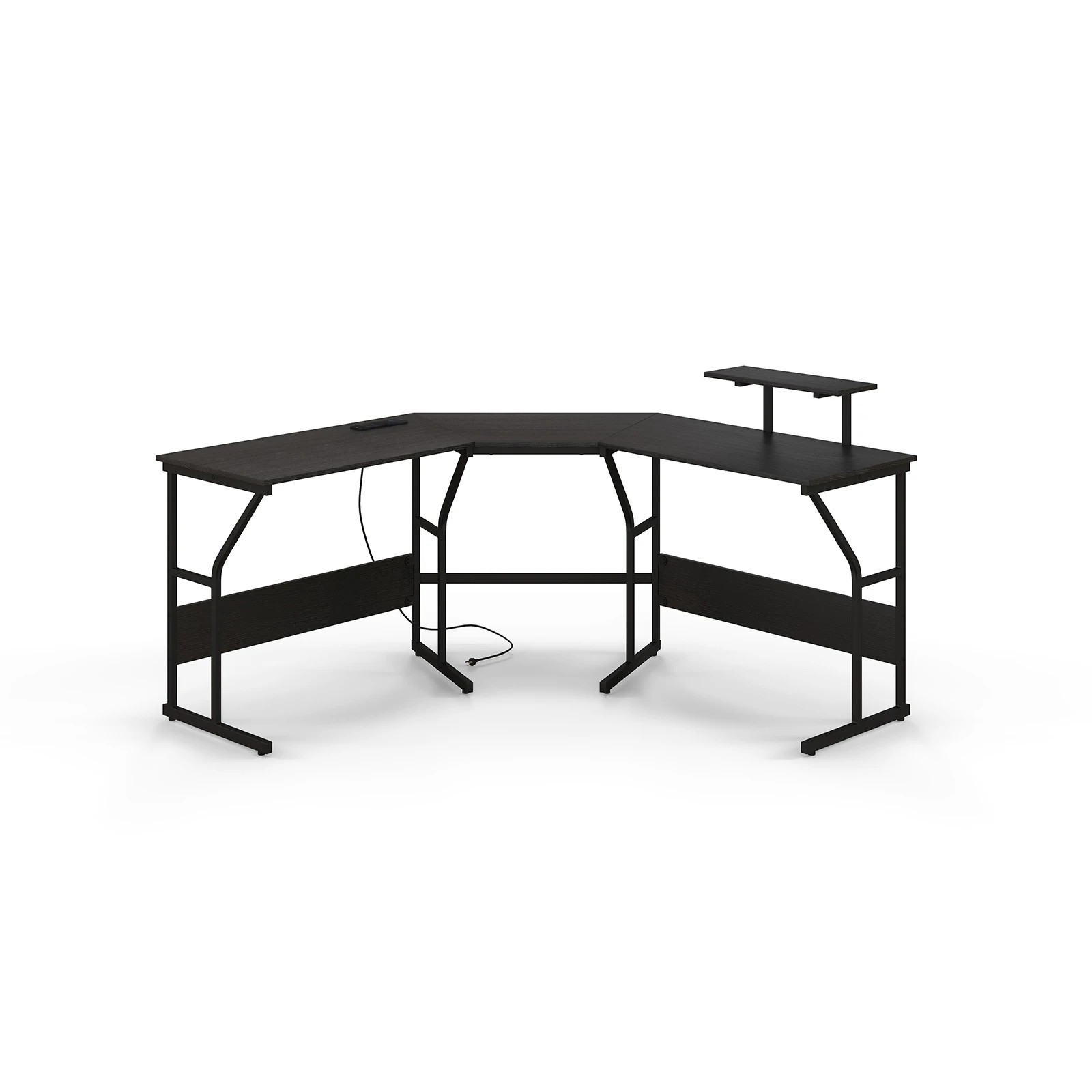1 Costway Corner Computer Desk Table L-Shape Study Table w/Power Outlet, 1 of 4